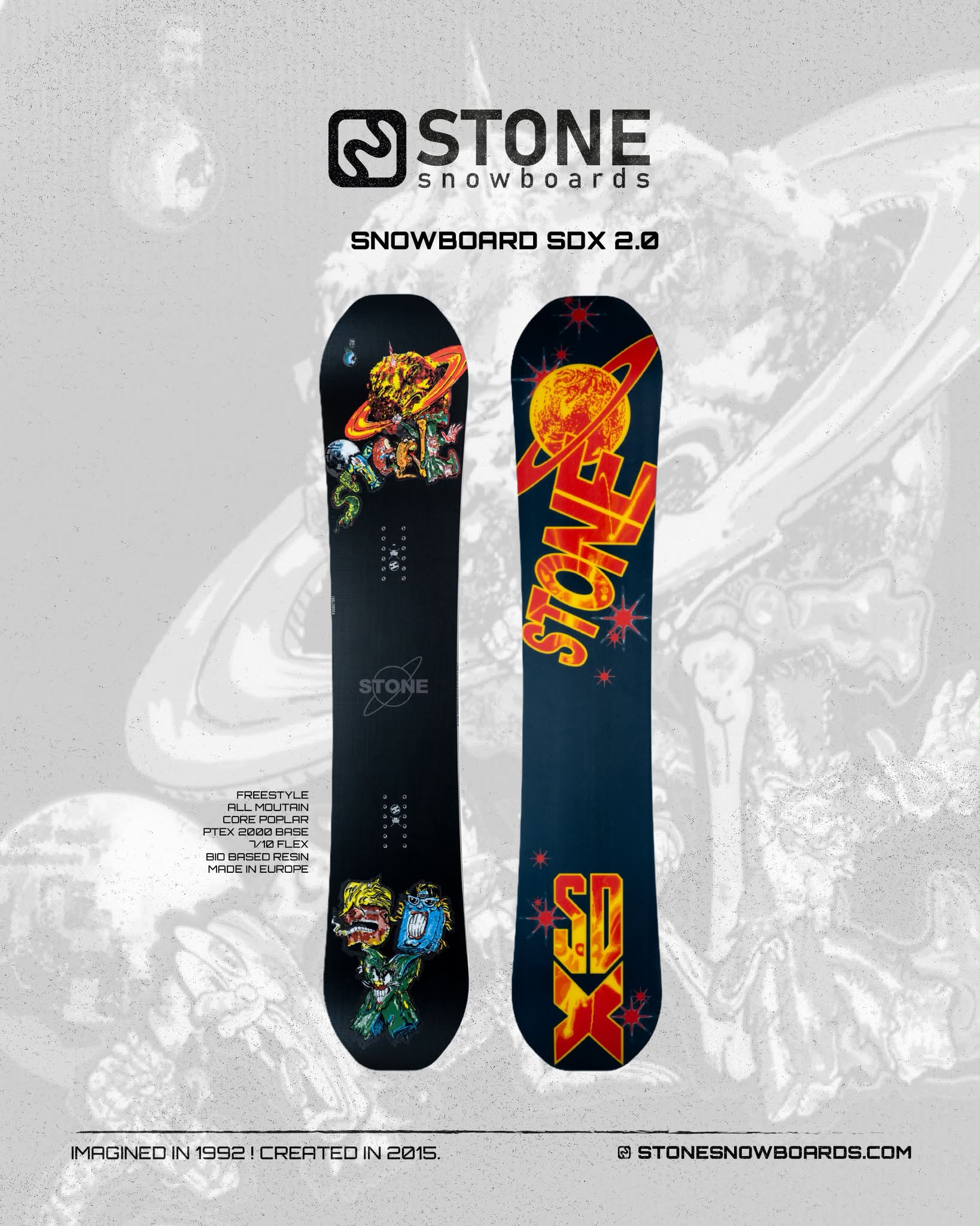 Stone Snowboards tribute board for Dave Seoane and Steve Dave