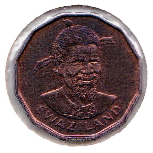 1975 Swaziland 1 cent coin with pineapple