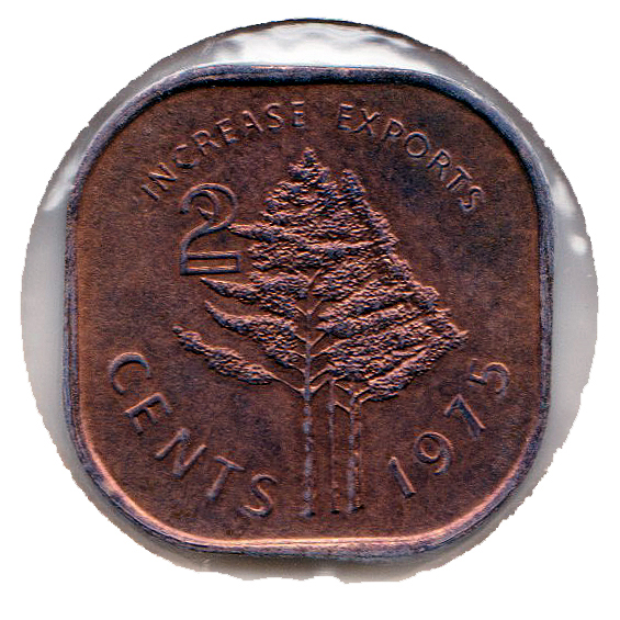 1975年インド記念セット。 1975 Swaziland 1 cent coin with pineapple