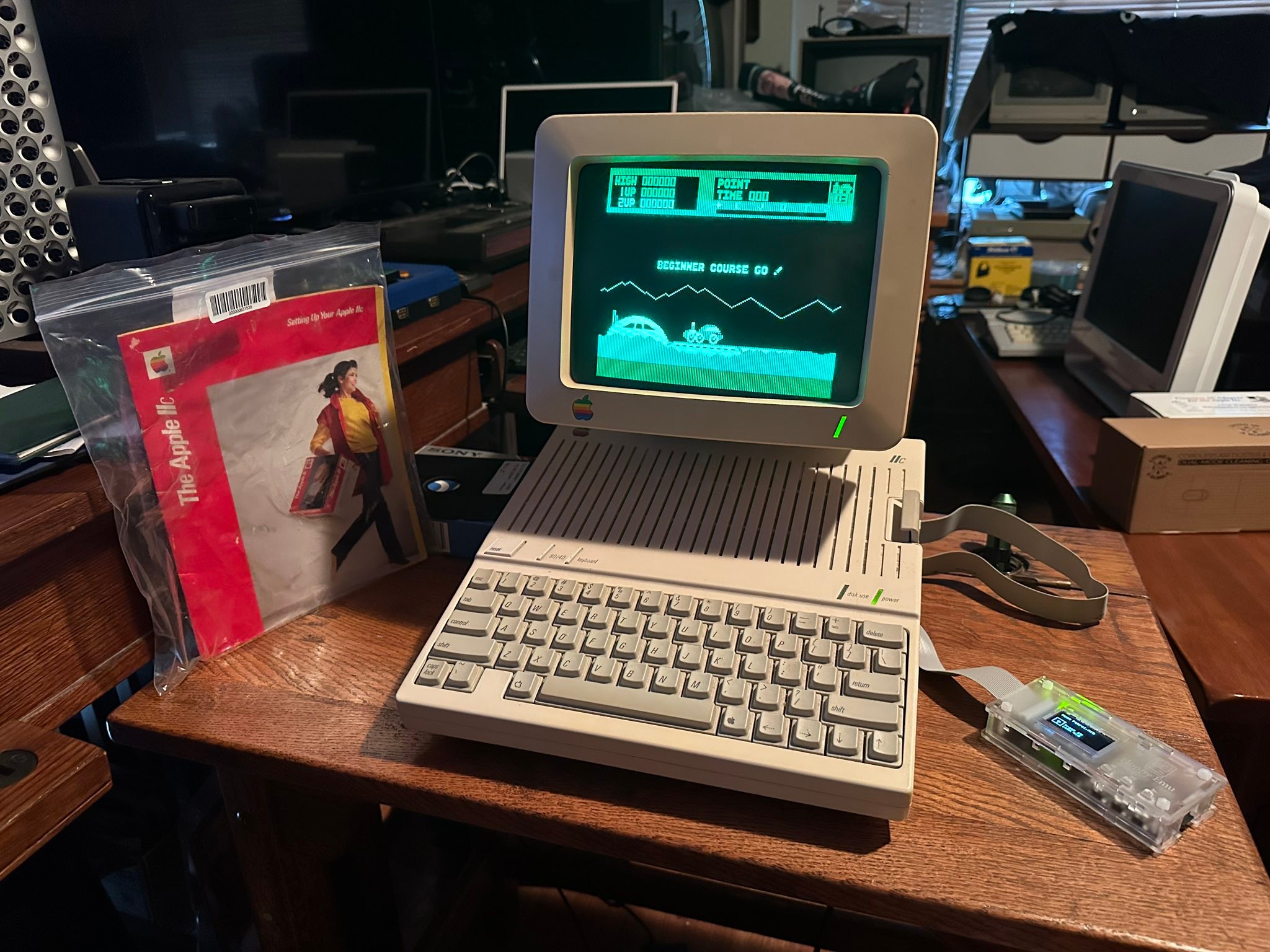 Apple IIc with bad floppy drive and tilted display