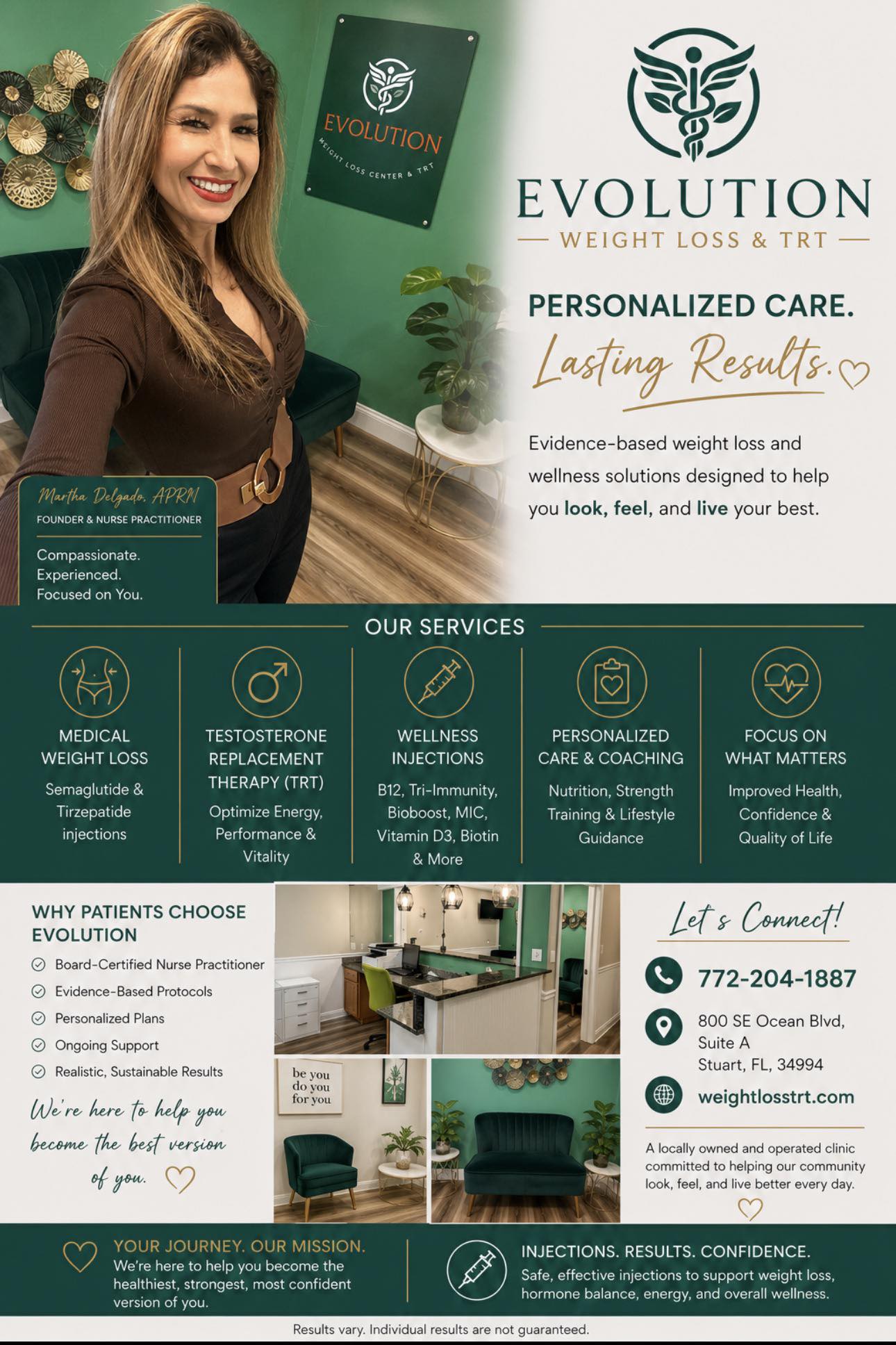 Evolution Weight Loss & TRT in Stuart, Florida offers personalized wellness programs