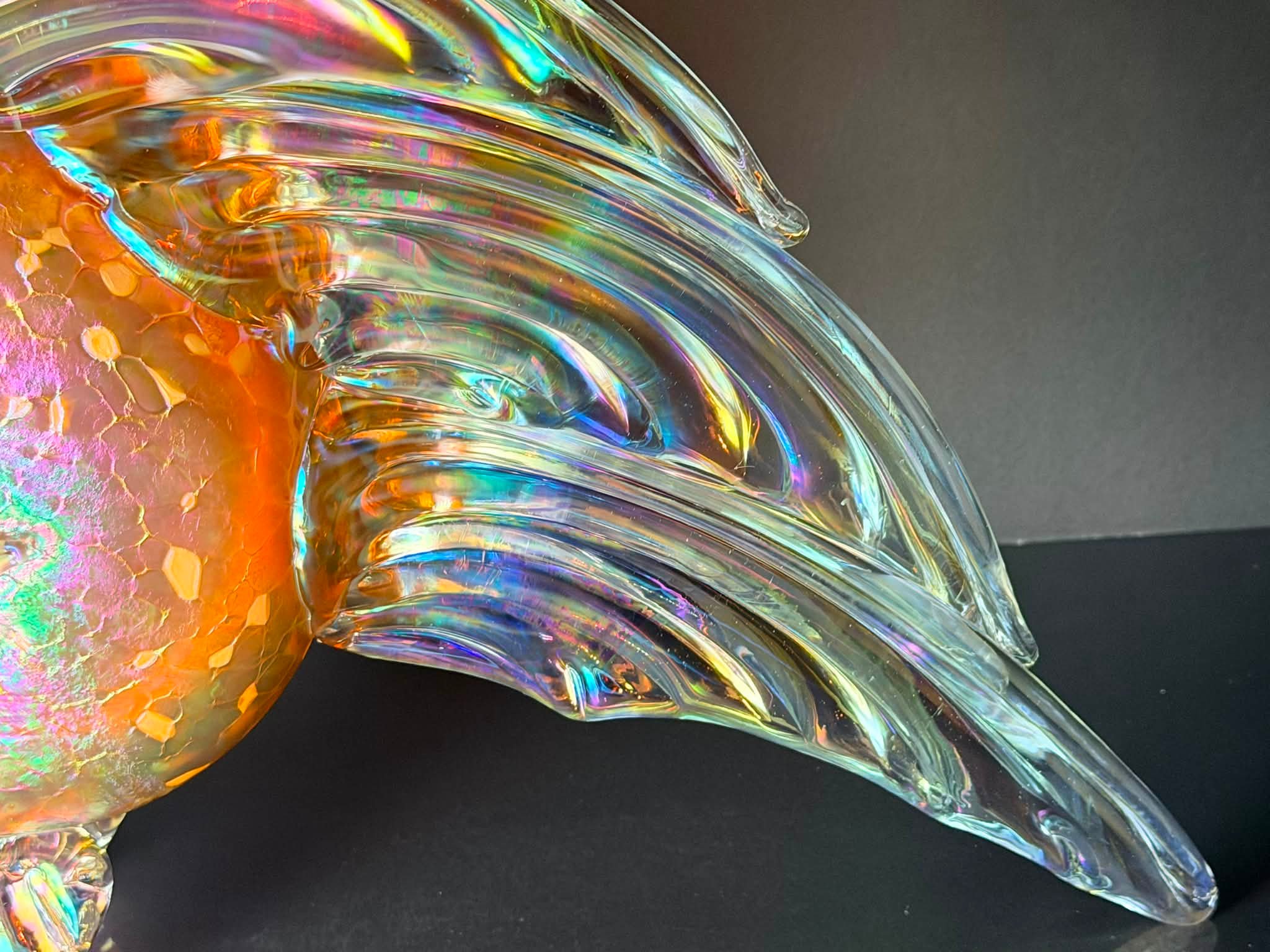 Roger Vines Iridescent Glass Fish Sculpture - 14