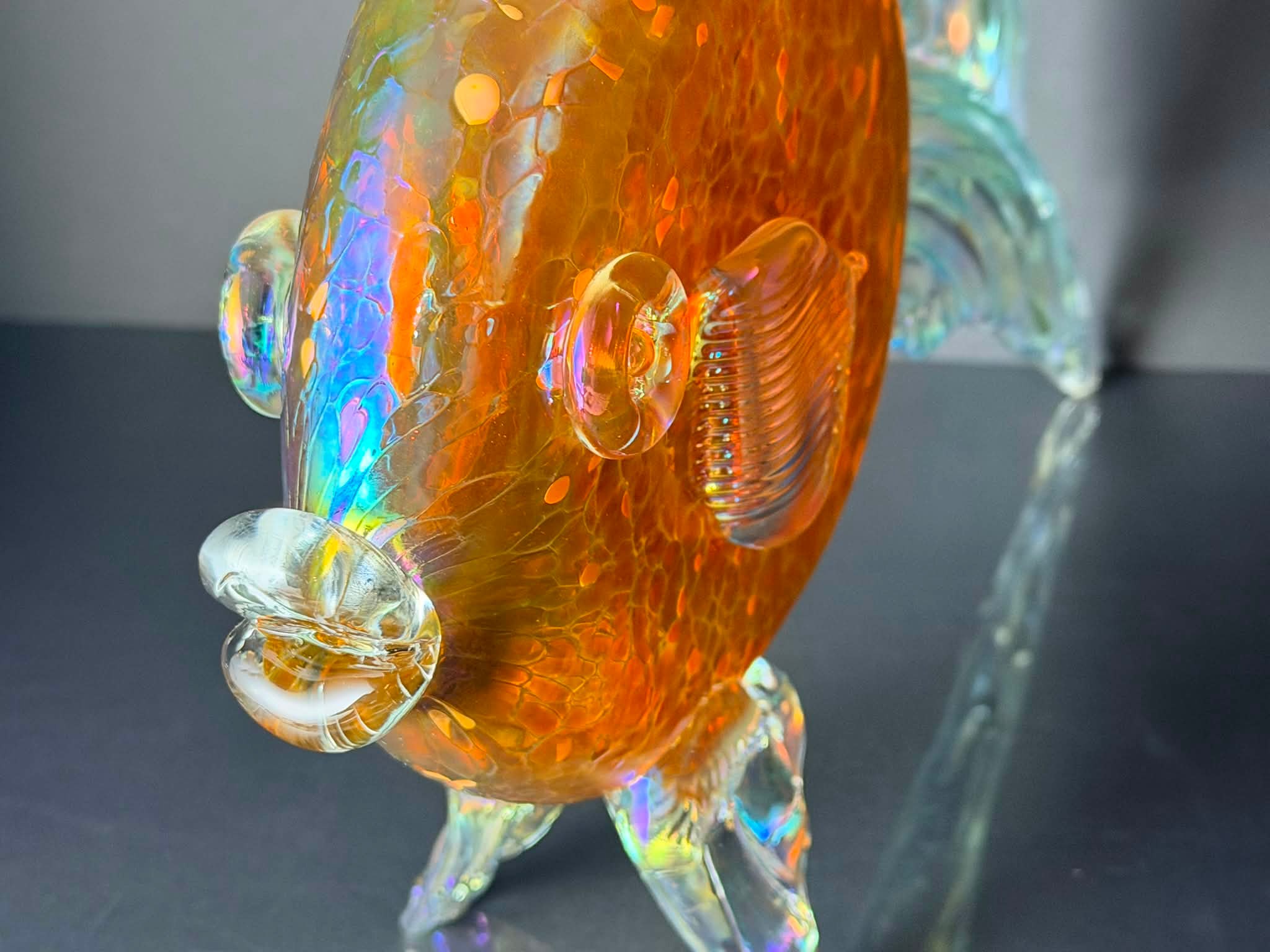 Roger Vines Iridescent Glass Fish Sculpture - 14