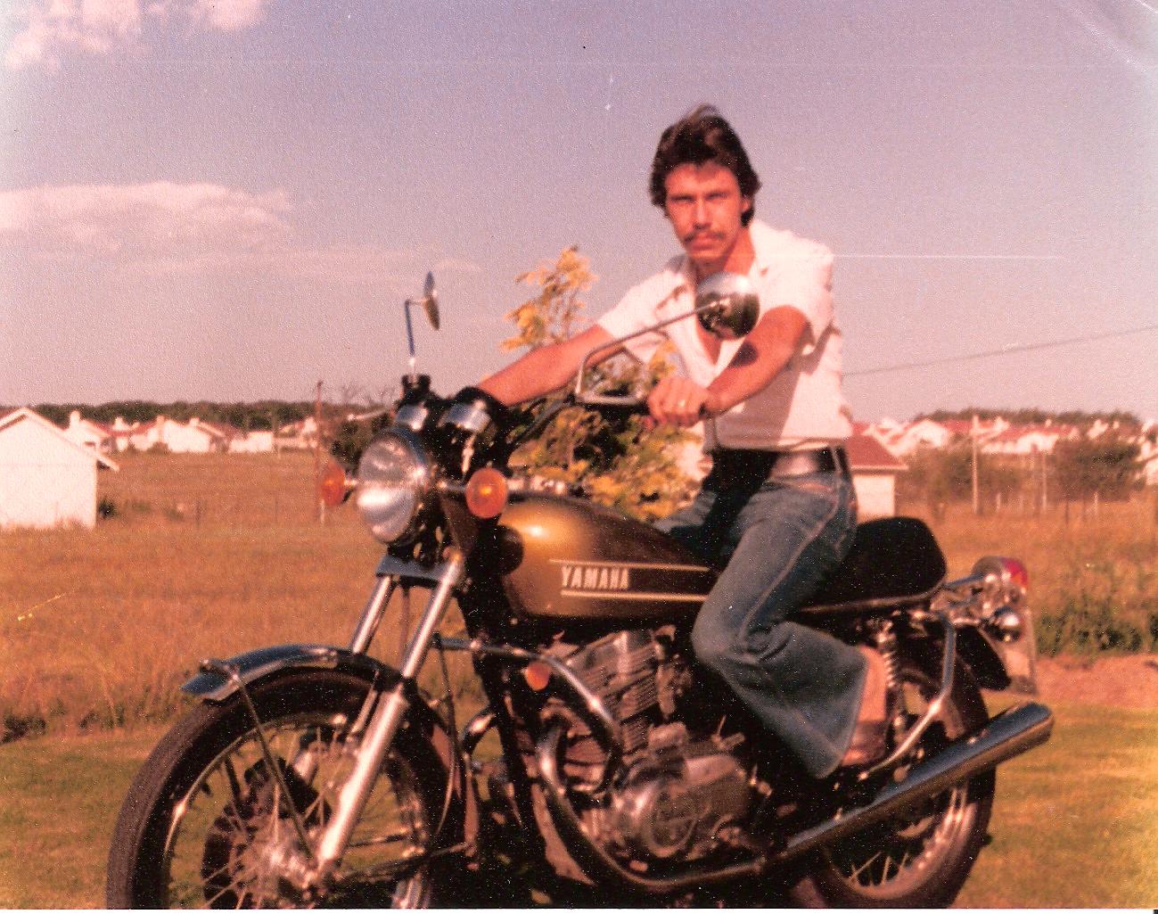 My first motorcycle a Yamaha TX500 (DOHC500) around 1976. :-)