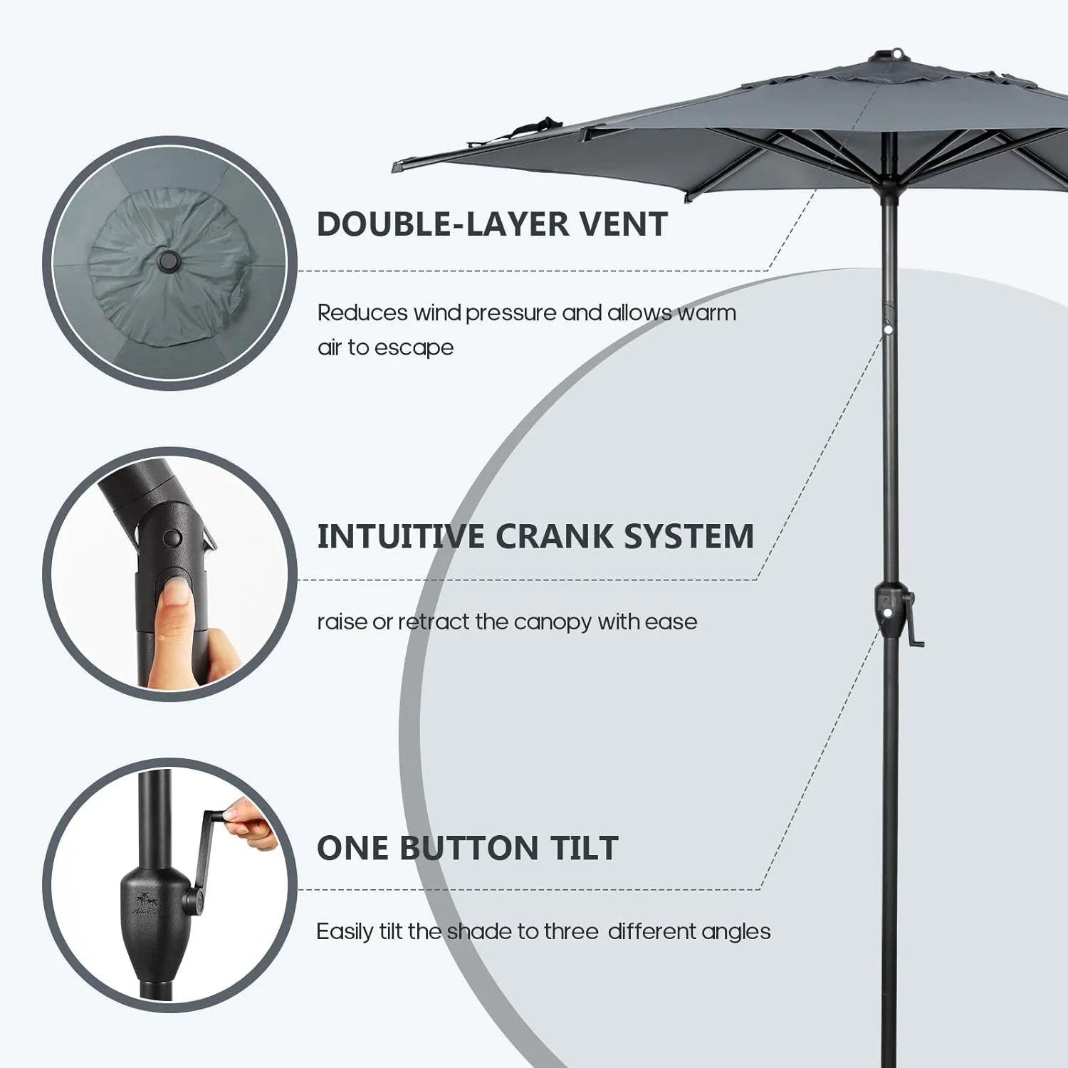 abba patio umbrella button 7.5FT Lyon Outdoor Patio Outdoor Table Umbrella with Push Tilt and Crank Market Umbrella 6 Sturdy Ribs UV Protection Waterproof for Garden Deck Backyard Pool Tan For added convenience Abba Patio 11ft Outdoor Patio