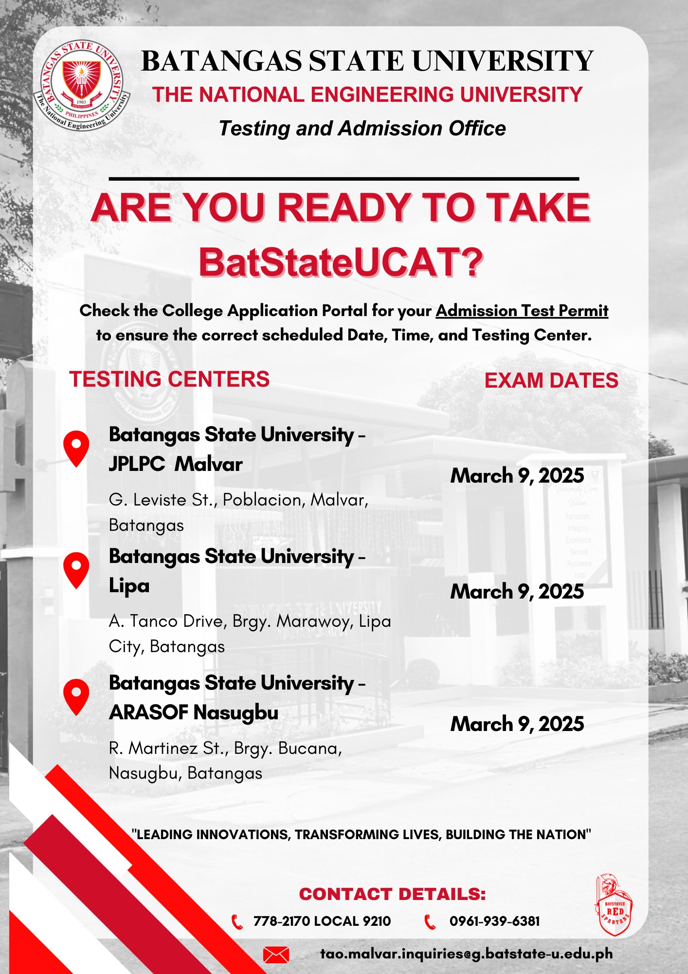 Testing and Admission Office - Batangas State University JPLPC Malvar ...
