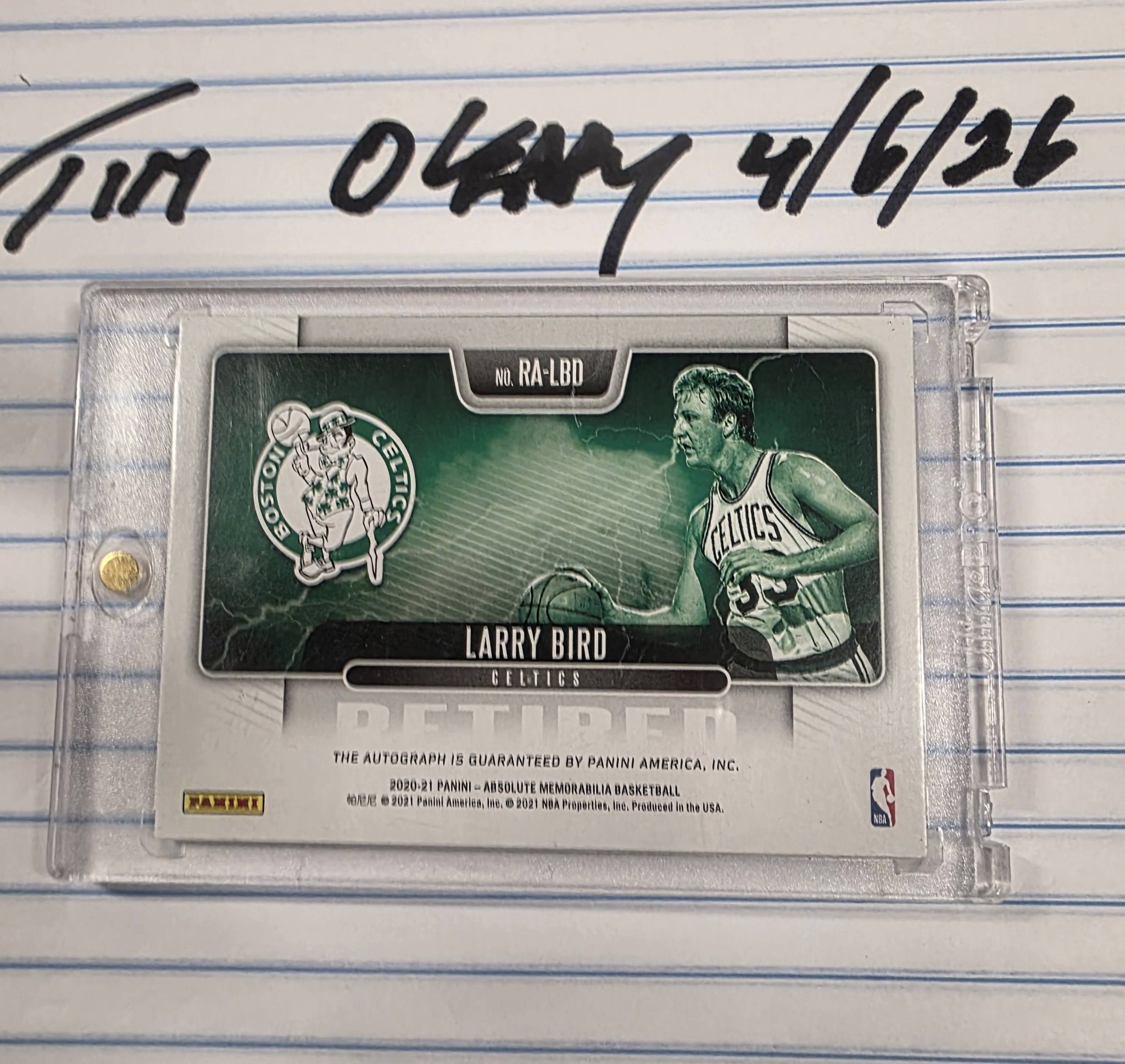 Vince Carter/Larry Bird Dual Jersey Card
