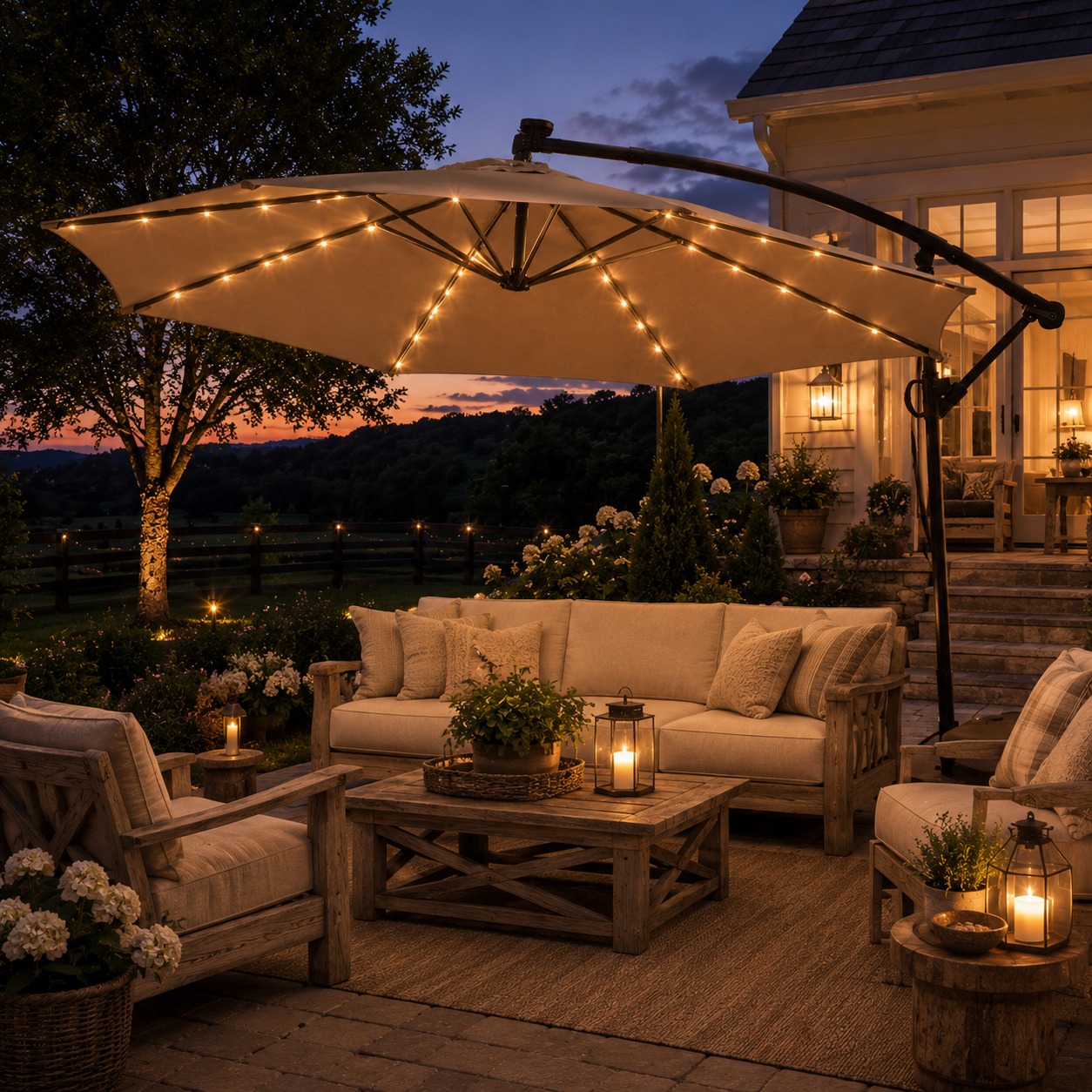diy solar lights patio umbrella Outdoor Day Night Sensor 9-10ft 8-Rib Patio umbrella provides expansive 15ft shade How to Make Super Easy