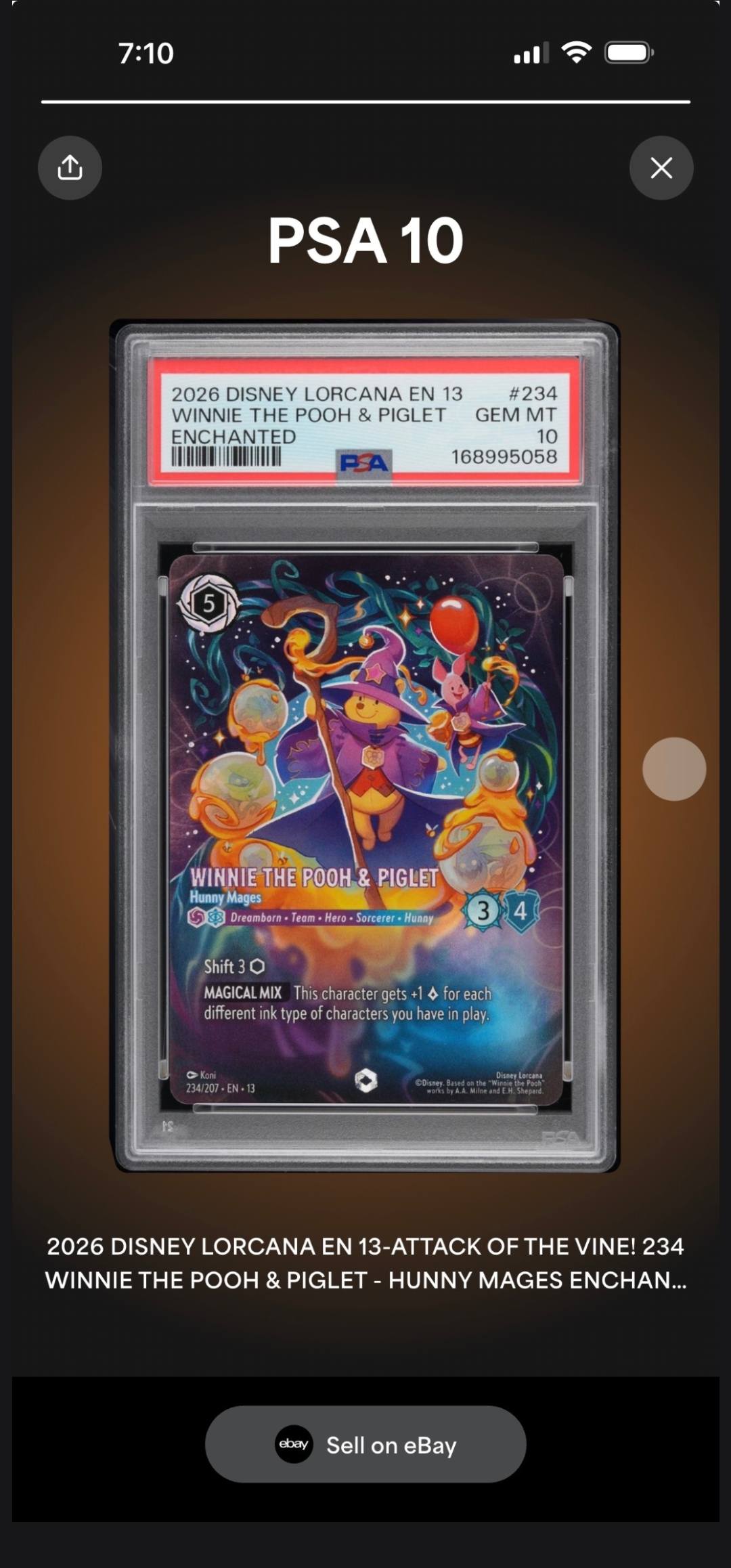 PSA 10 Disney Lorcana くまのプーさん エンチャント エンチャンテッド