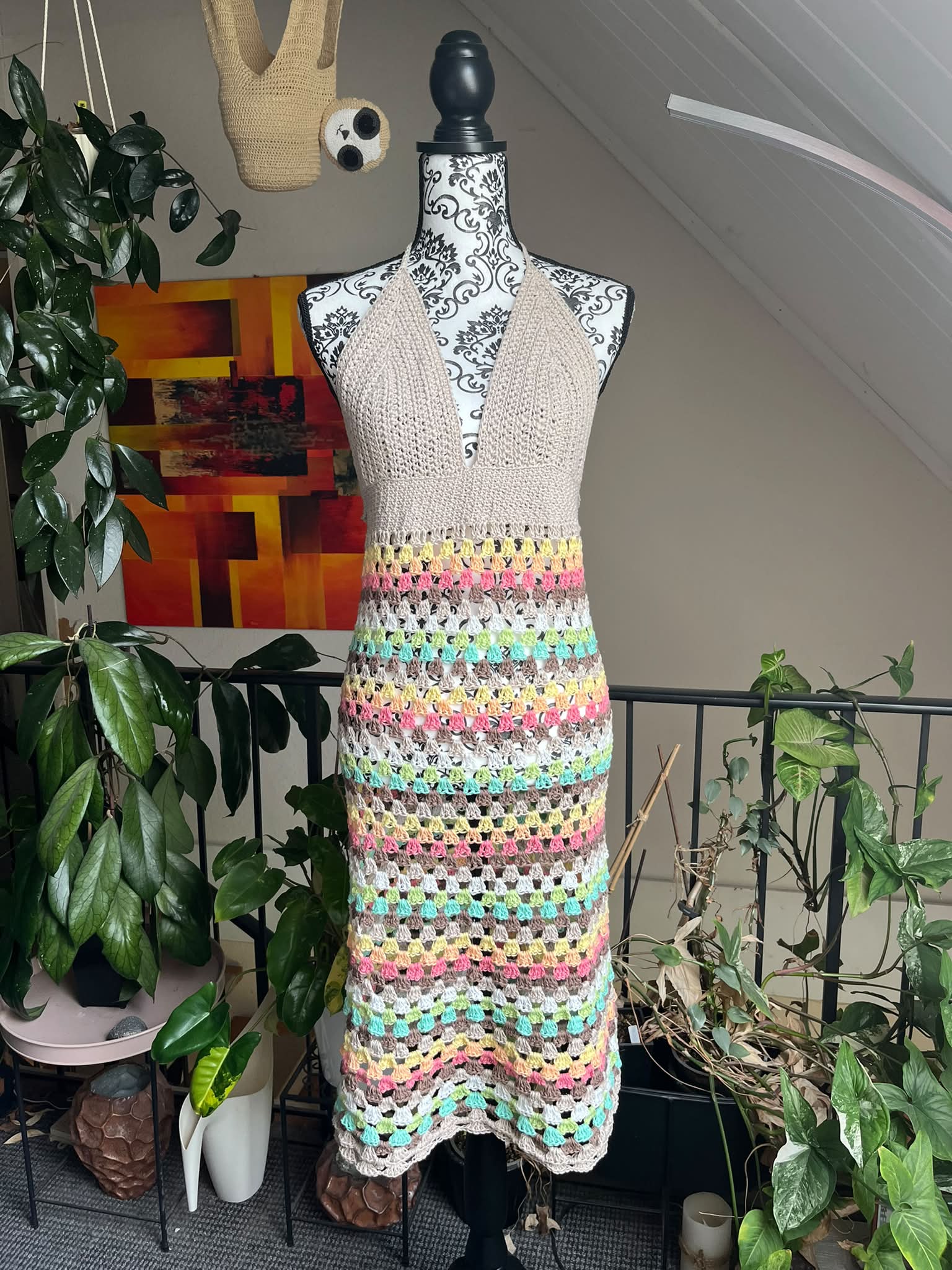 How to turn Granny Pop Halter Top into a dress