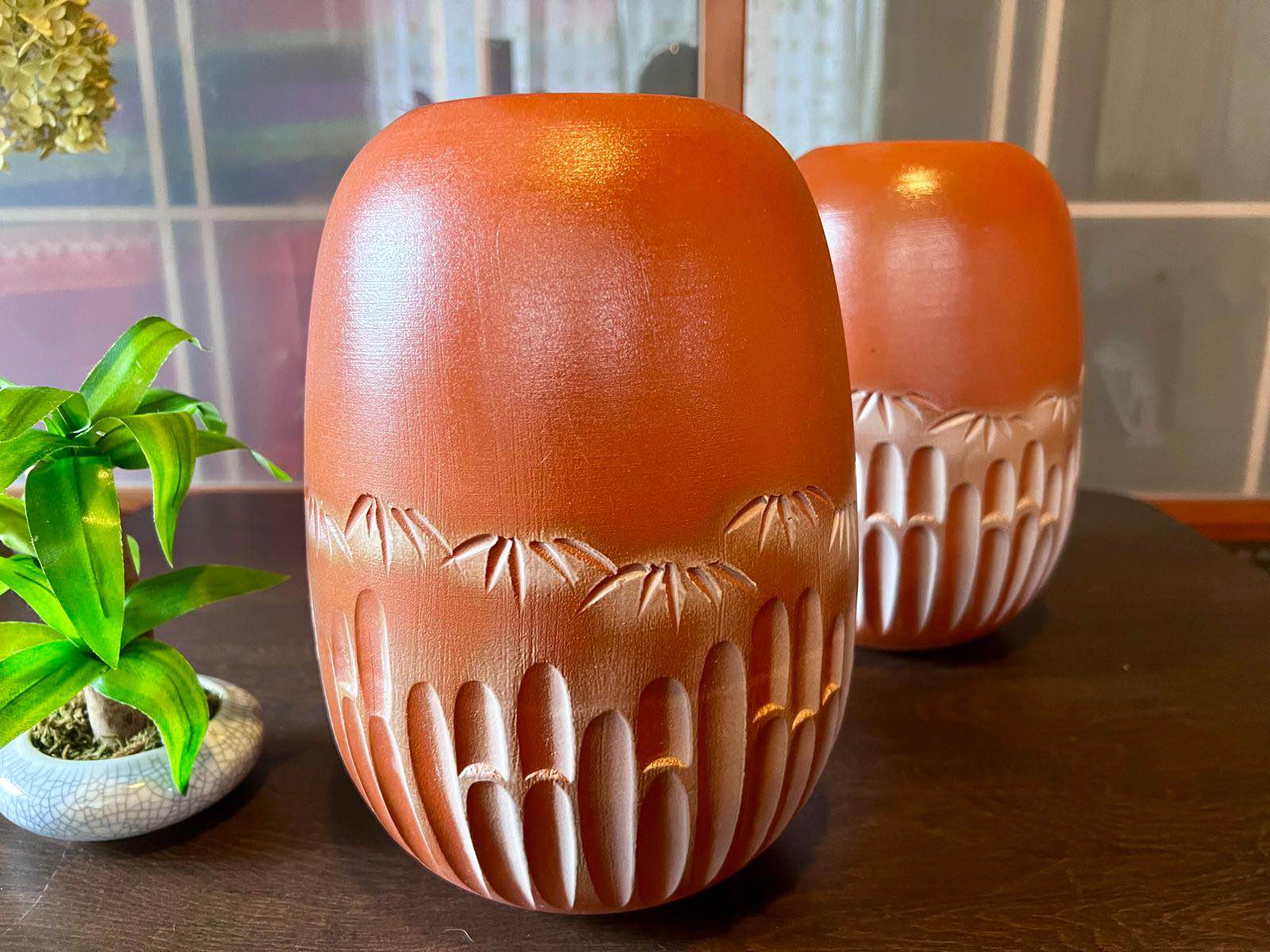 Shigaraki Ceramic Vases/信楽焼の花瓶 Handcrafted and hand-painted
