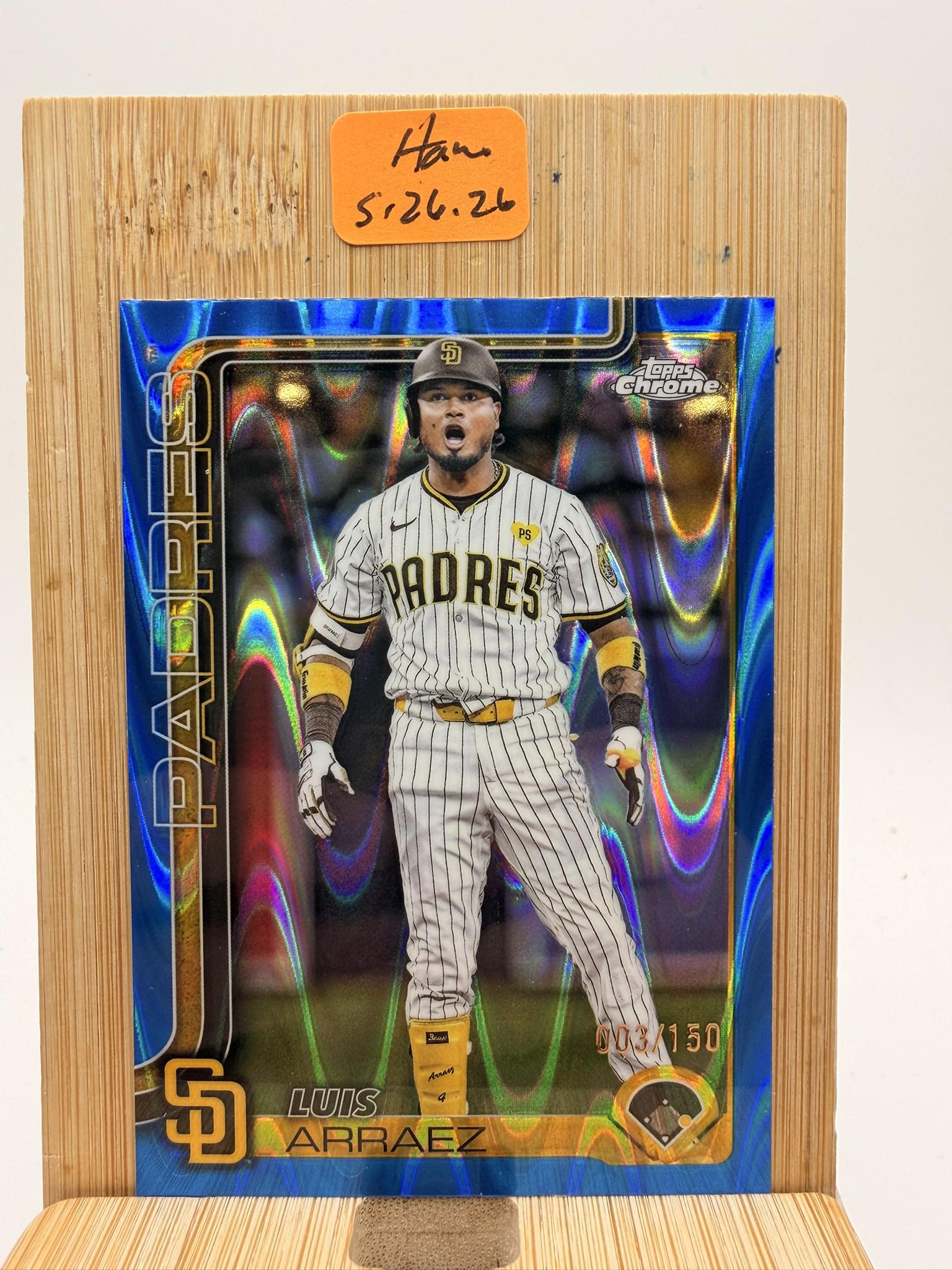 2024 NL batting champ Luis Arraez 2025 Topps Chrome Blue Raywave