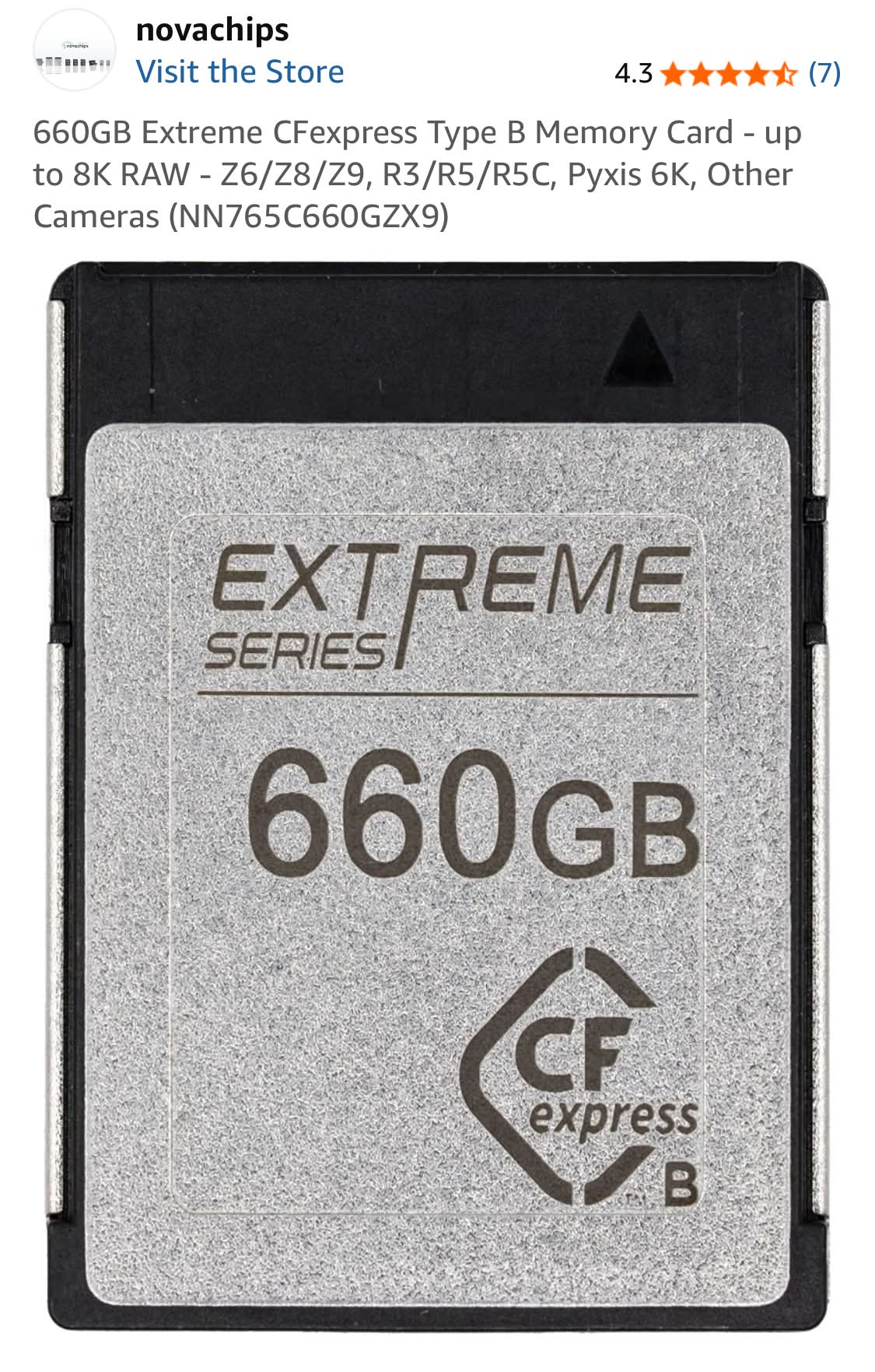 660GB Extreme CFexpress Type B Memory Card for sale, tested on