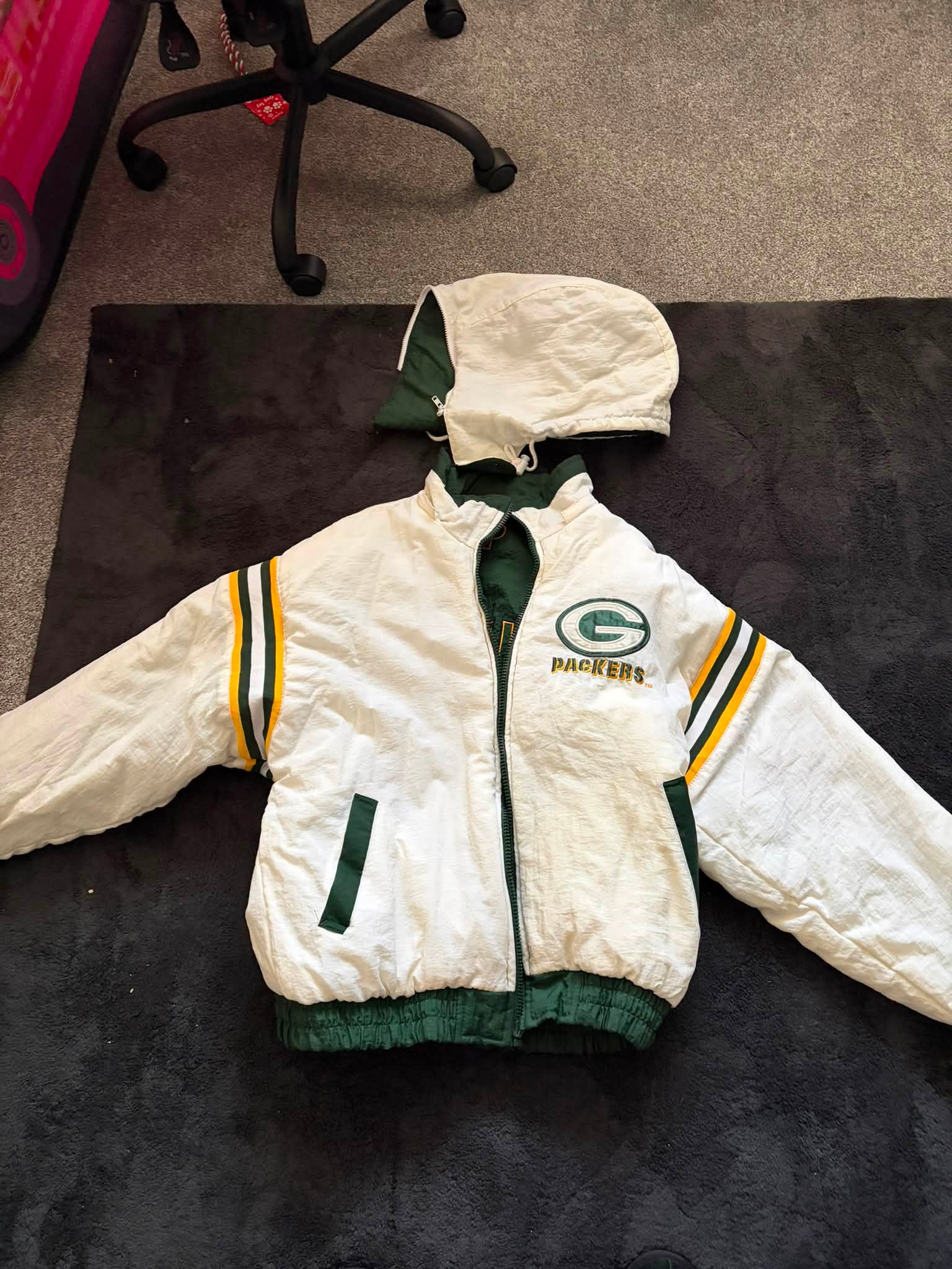 90s〜 nfl nylon × fleece reversible jkt Vintage 90s Green Bay Packers NFL Reversible Jacket pro player