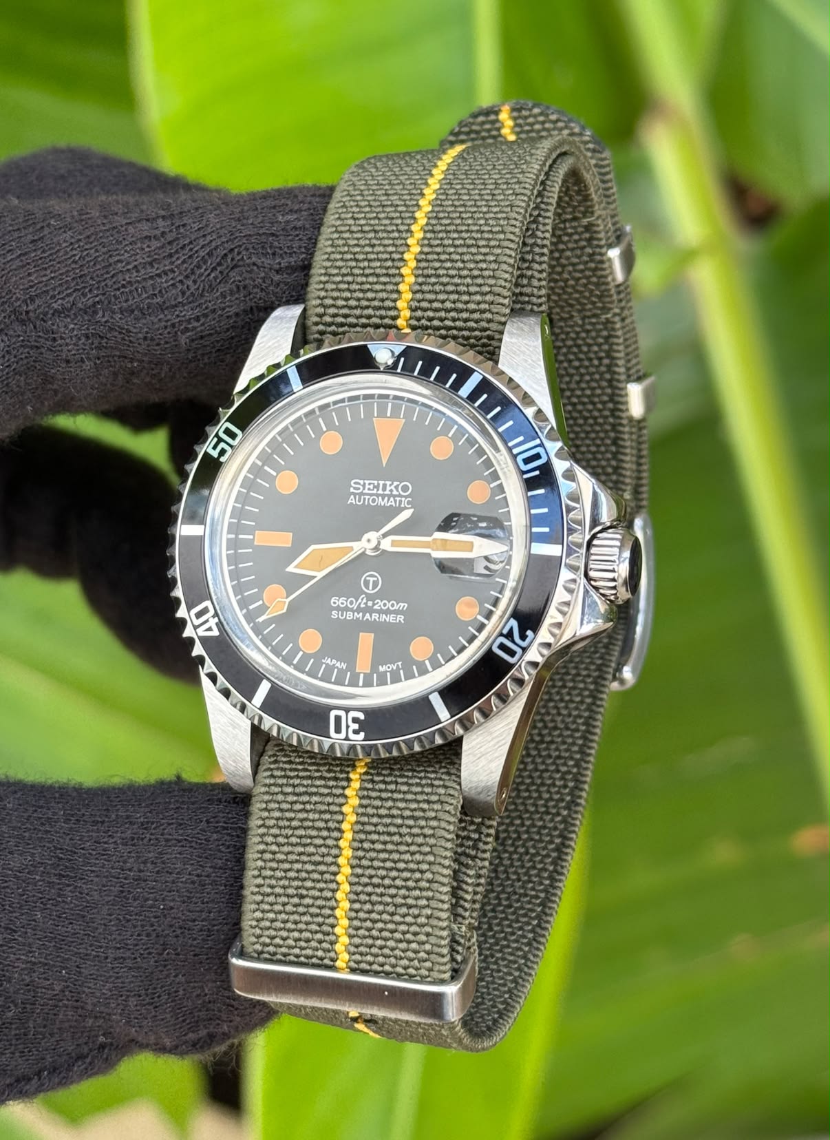 Vintage Seiko Sub Diver NH35 mod with domed sapphire crystal