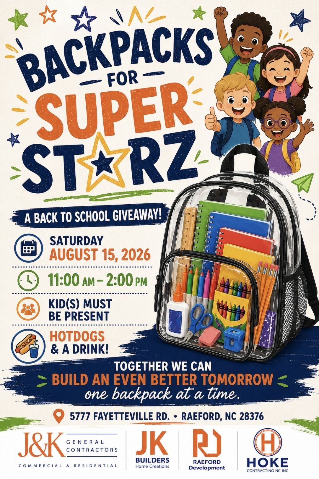 Back to school giveaway with free backpacks and supplies in
