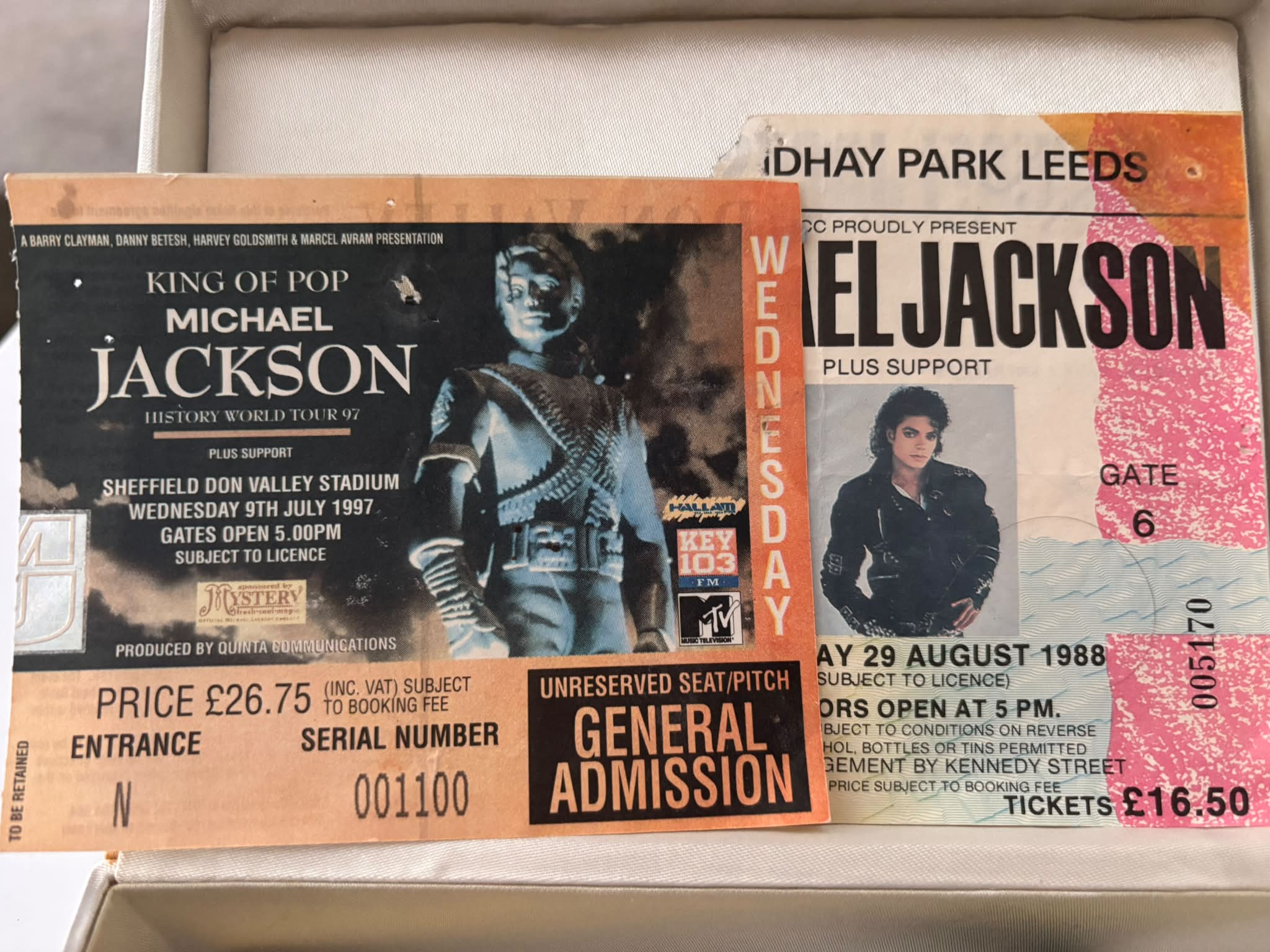 Michael Jackson concert ticket from 1988