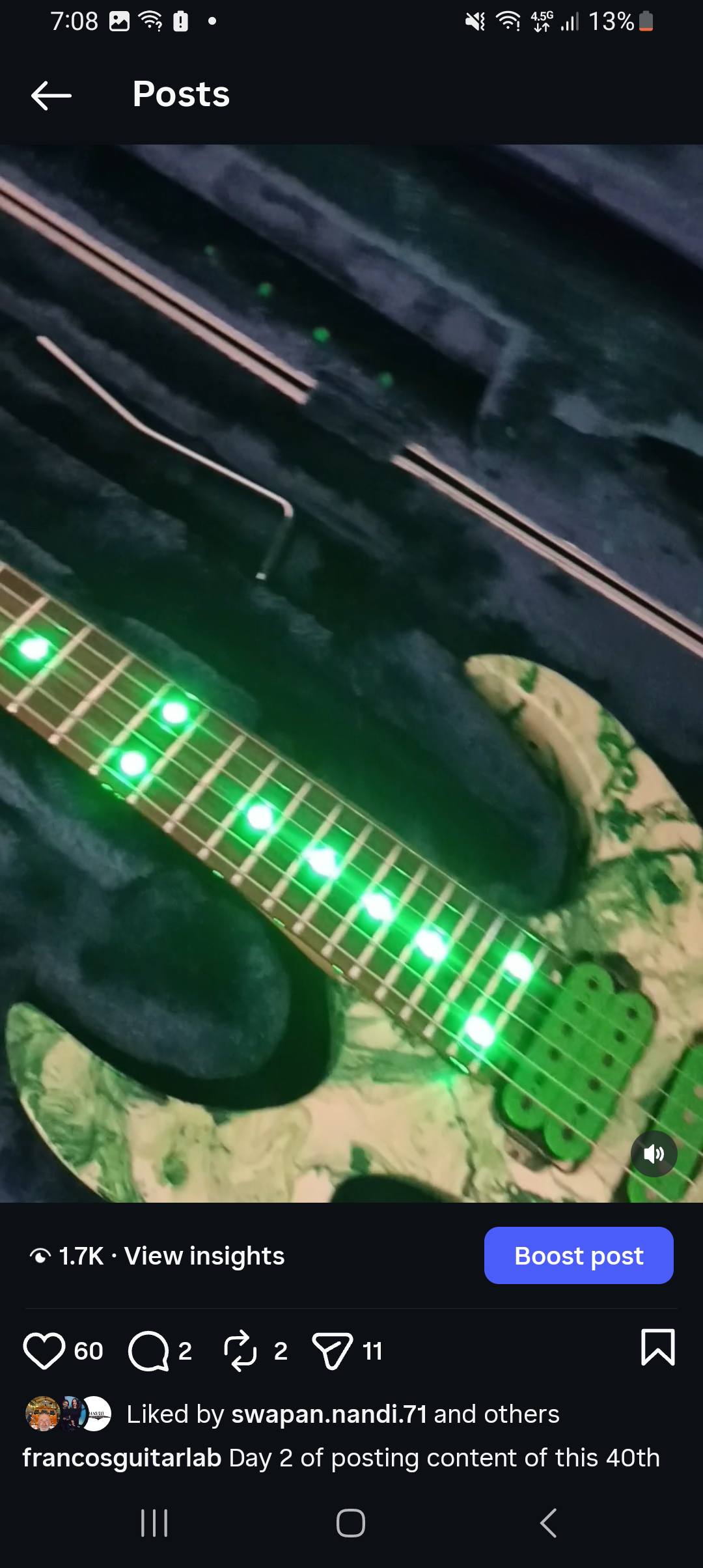 Custom Ibanez Jem 40th anniversary concept guitar with led inlays