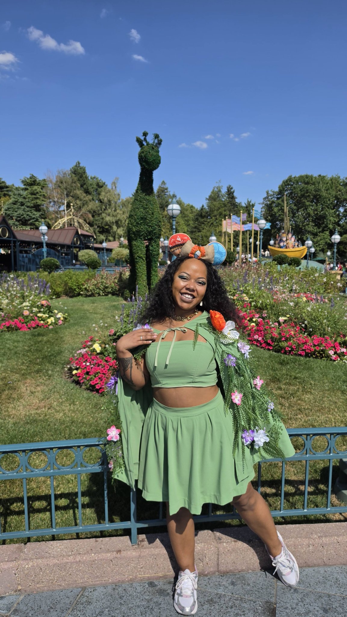 green te fiti dress Disneybound outfit for 32nd birthday celebration Brown Boots