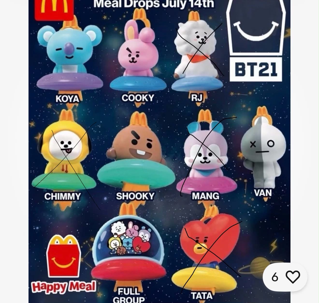 BTS BT21 Koya, Cooky, Shooky, Van, and full group poster/stickers
