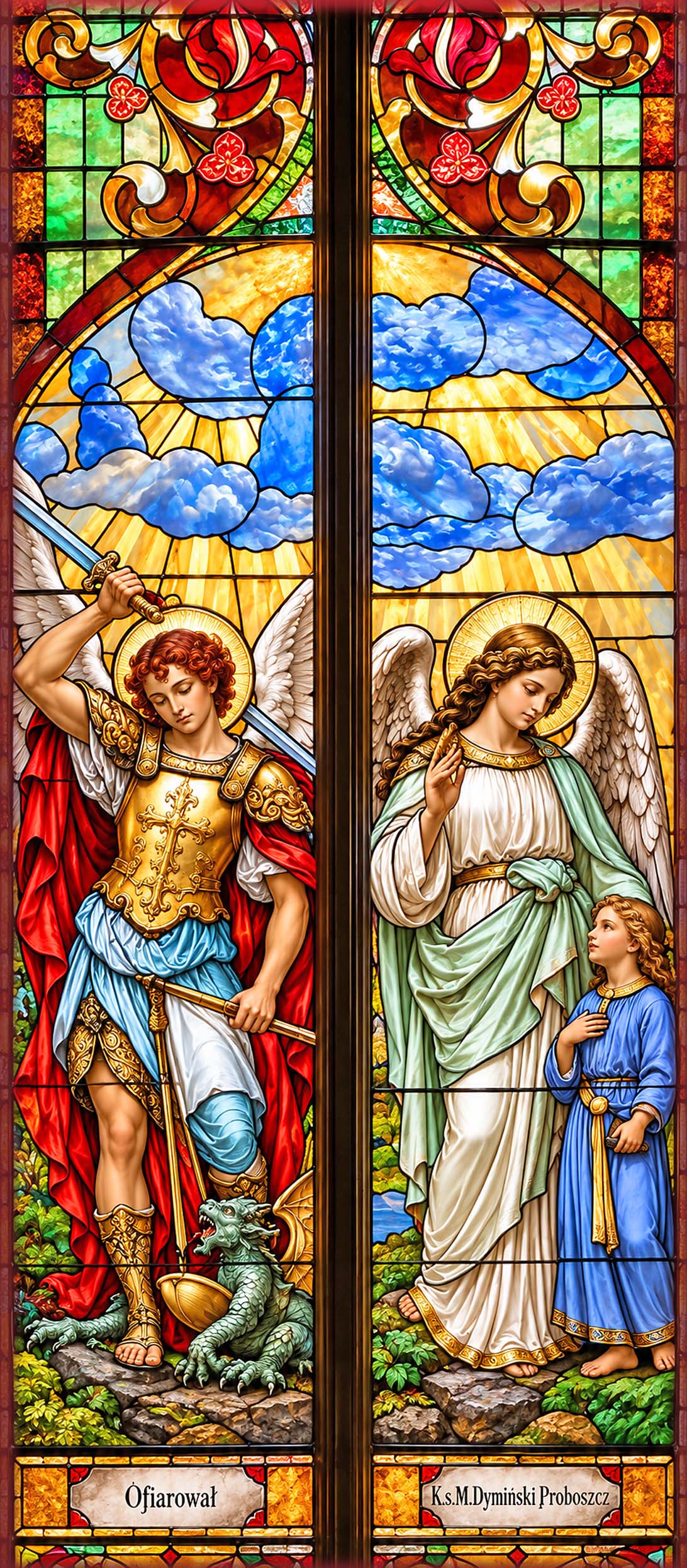 St. Michael and Guardian Angel stained glass at Holy Trinity