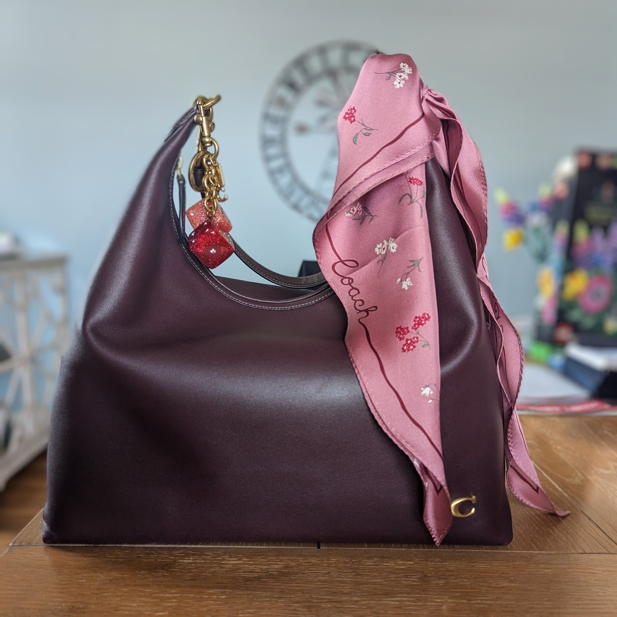 COACH Horsebit Leather Tote Bag Purple