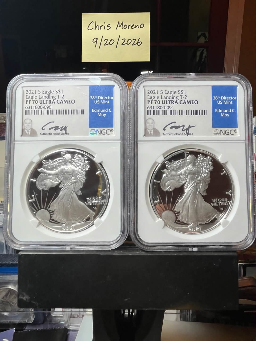 Two 2021-S American Silver Eagle Proofs NGC PF70 Ultra Cameo