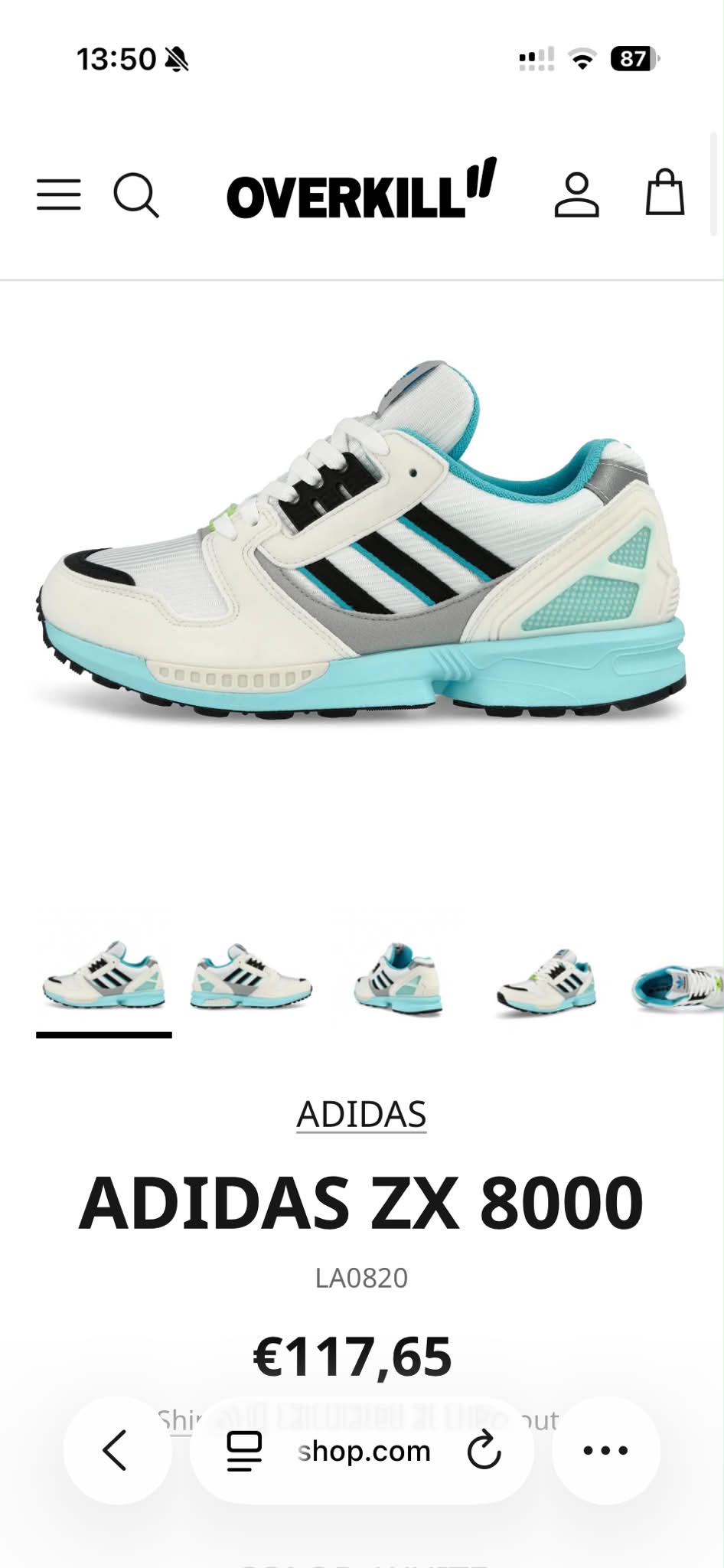 Adidas ZX 8000 LA0820 size 9 available for €117.65