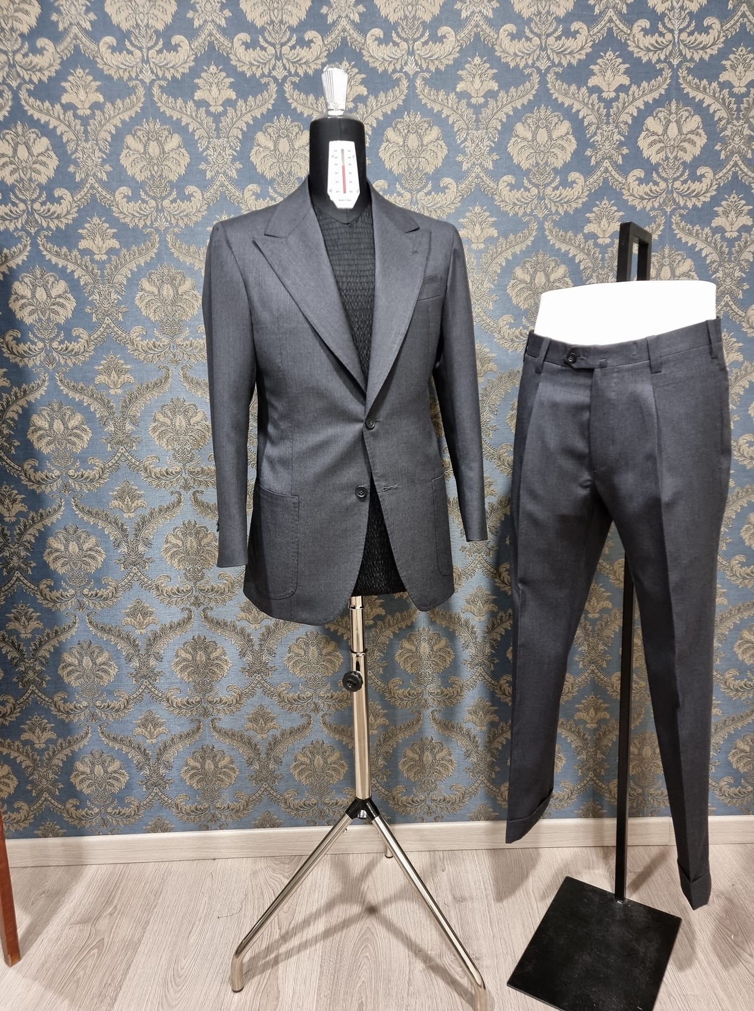 Costume Sur Mesure Sartoria Pastena Napoli - Taille L Gris Laine - Occasion Très Bon état