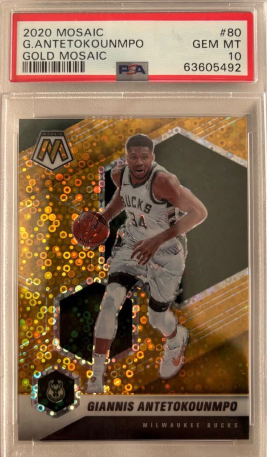 2020 Panini Mosaic Gold Mosaic #80 Giannis Antetokounmpo – PSA 10