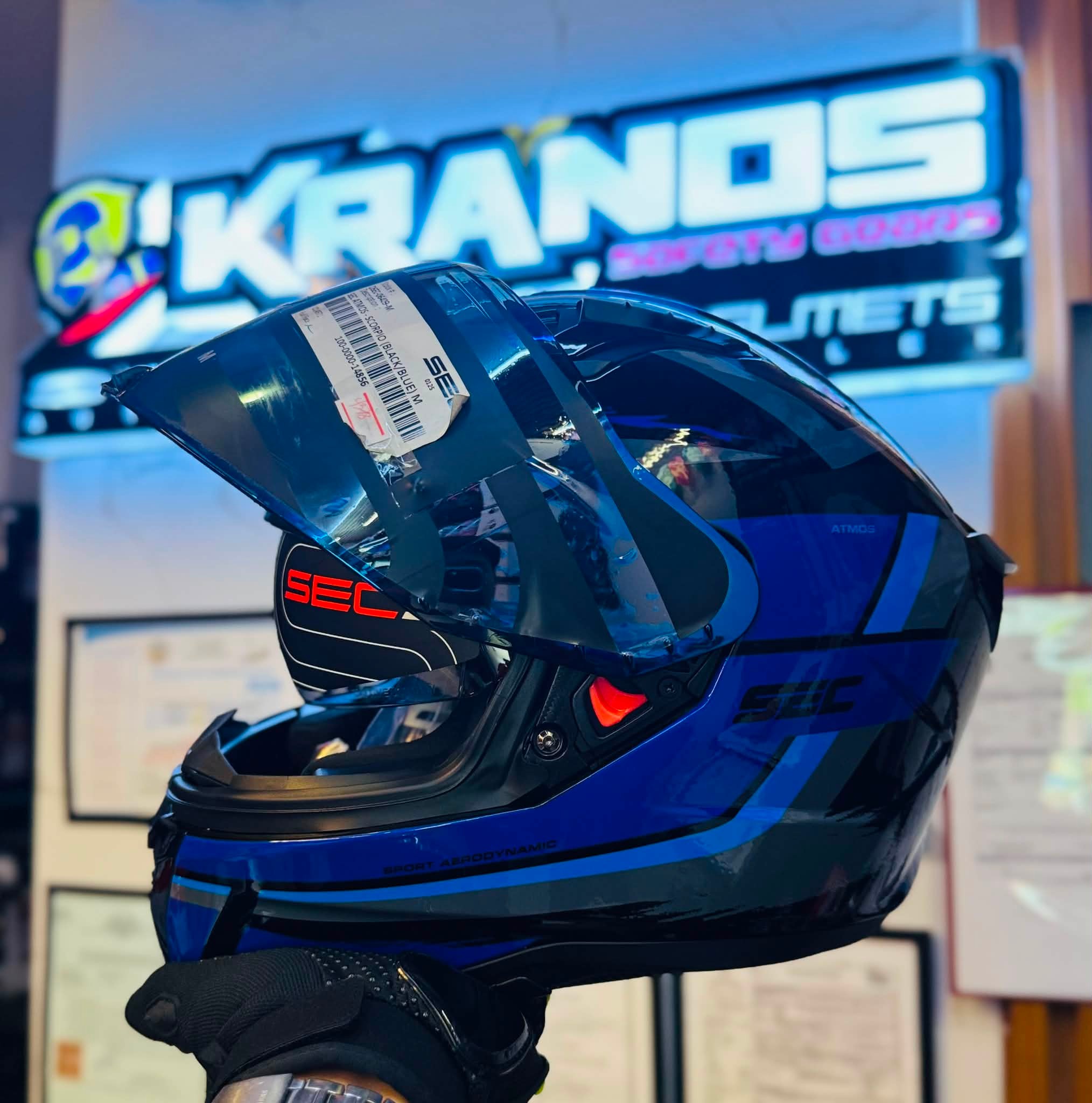 その他 ThanX Special Box -2wink- SEC 06409 ATMOS SCORPIO BLACK BLUE!! ✓FULL FACE ✓DUAL VISOR