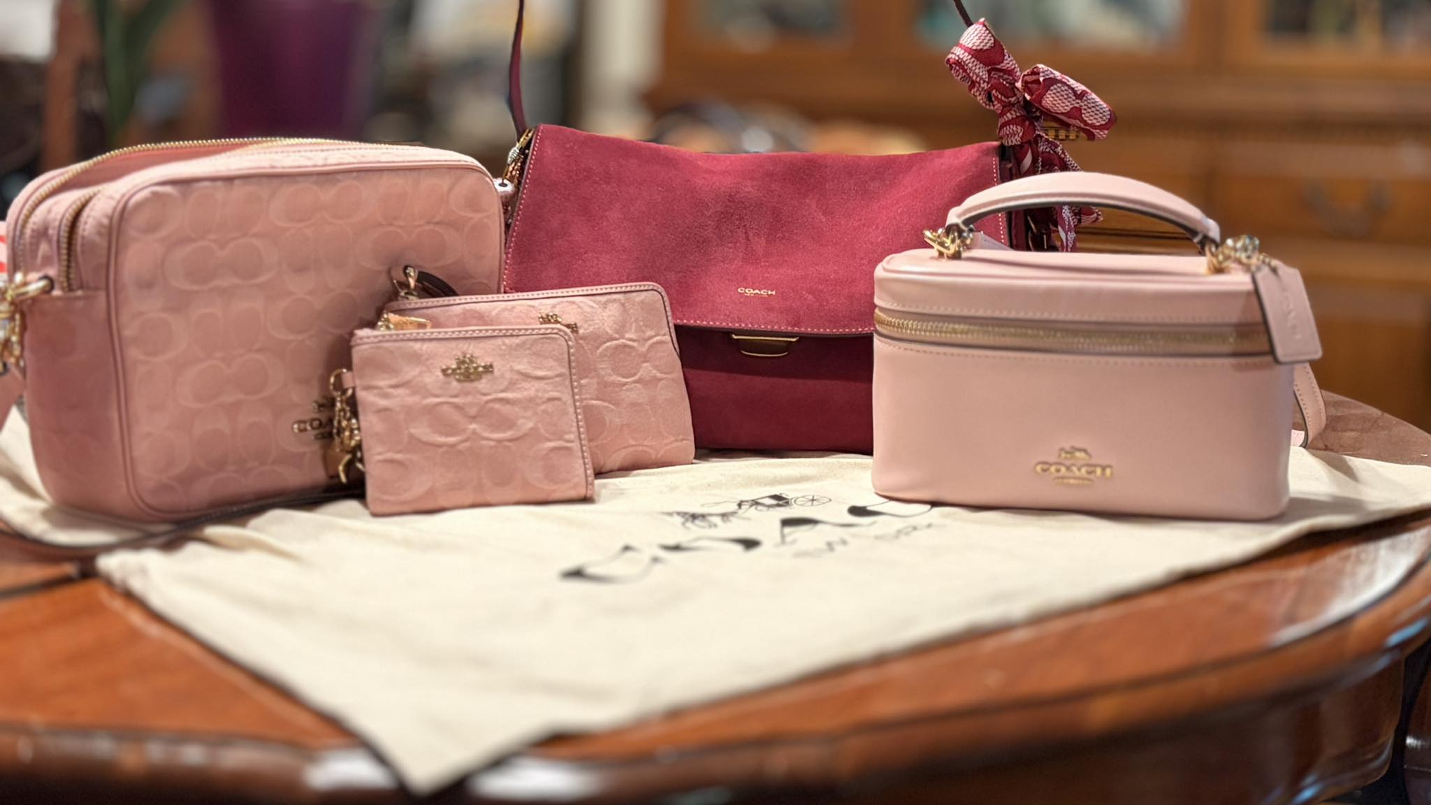 Are there two sizes of the Coach Carey bag in pink denim?