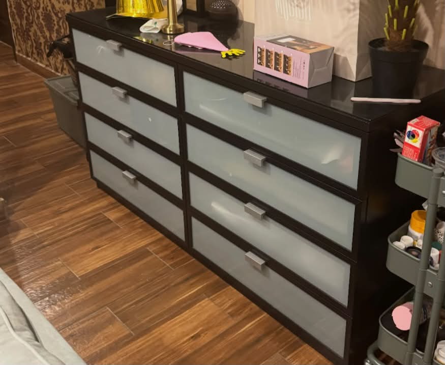 Ikea black dresser with 8 drawers for sale in Kuwait