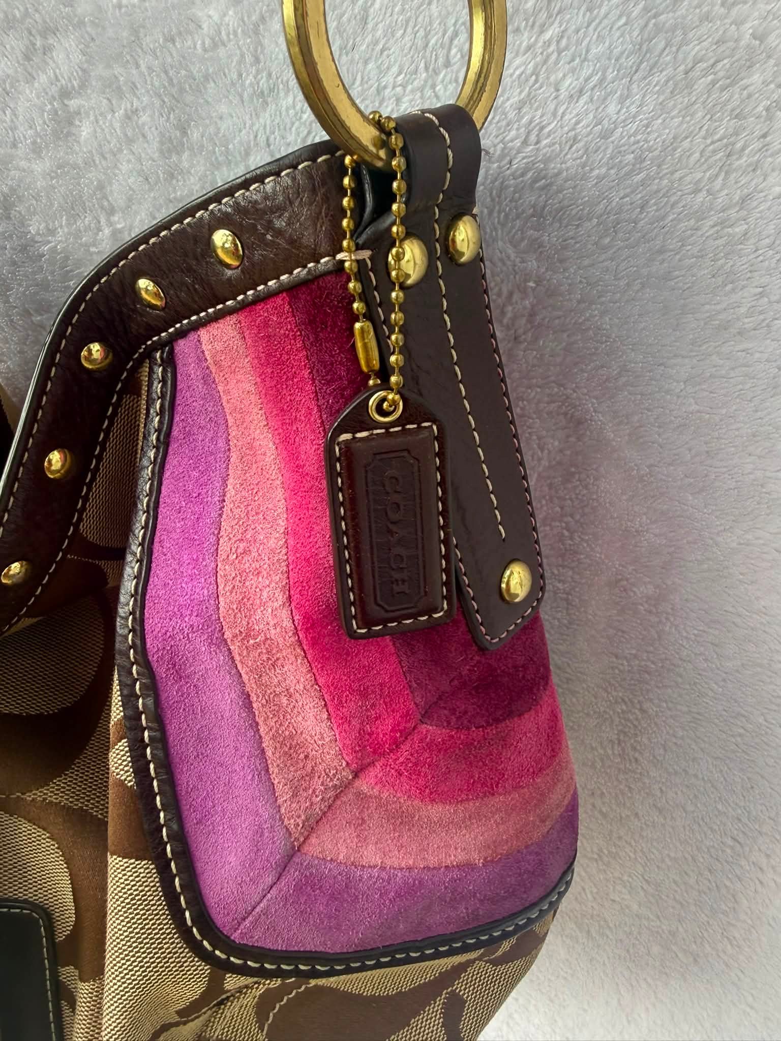 Vintage Coach Y2k Tan Suede Mini Soho Hobo Shoulder Bag #10189 