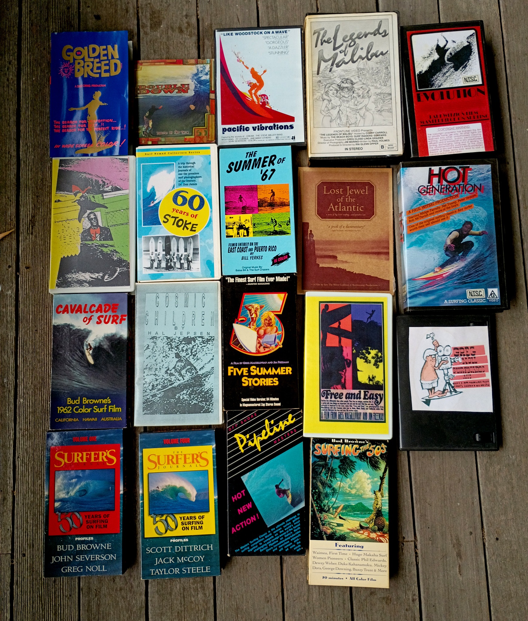 Vintage surf film collection including Bruce Brown's signed box set