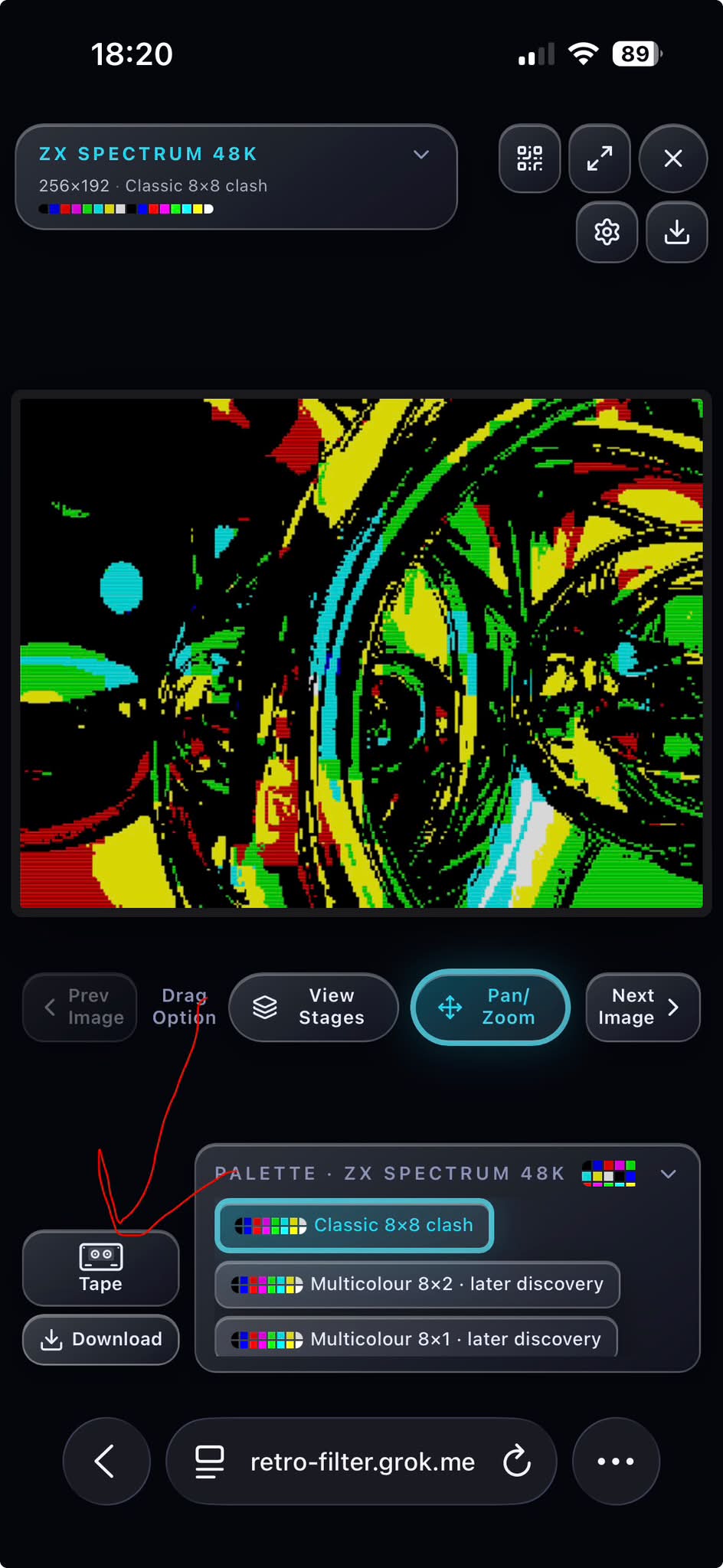 What does the Tape button do on the ZX Spectrum?