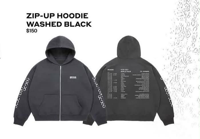 Where to buy Big Bang World Tour 2026 Washed Black zip-up hoodie