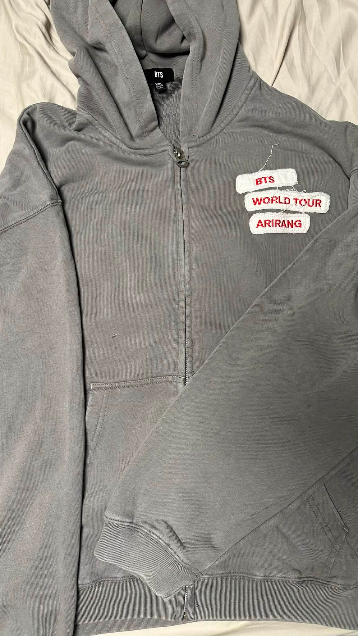Wanted: BTS Arirang Light Grey North America Zip Hoodie in M, L