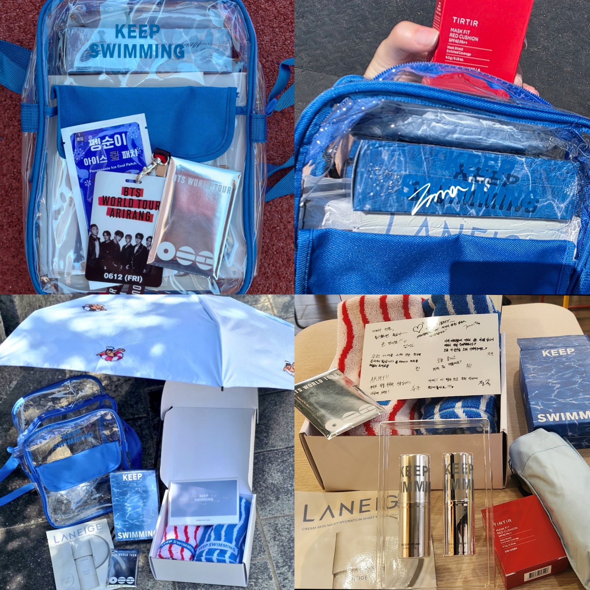 BTS Busan gift set with TirTir cushion and Laneige products