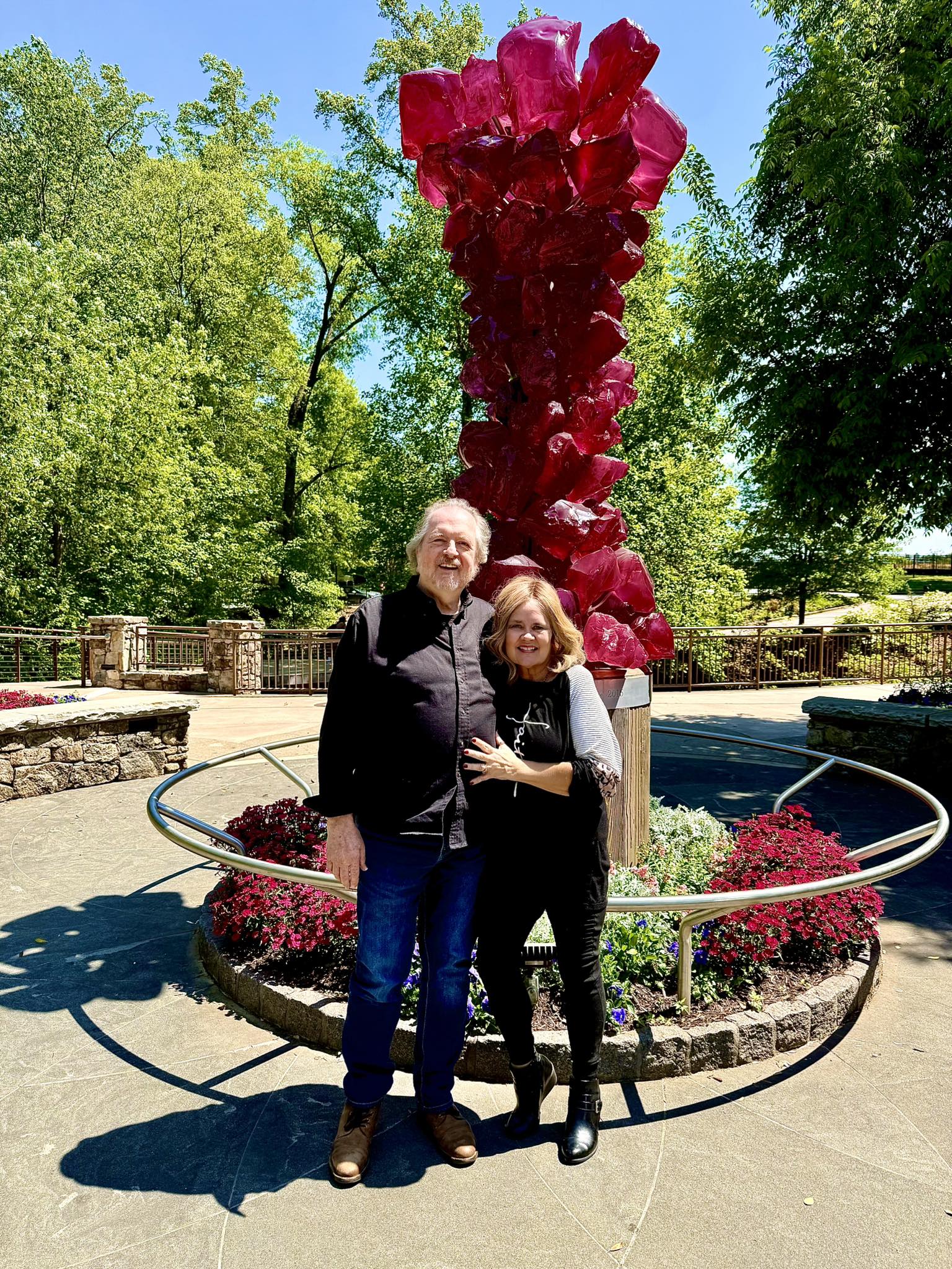 Chihuly's Rose Crystal Tower sculpture in Greenville, South Carolina