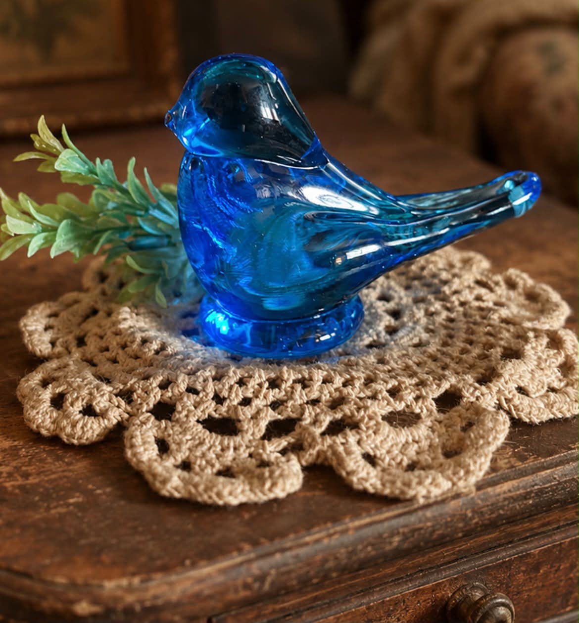 Blue Bird of Happiness Glass Figurine from Terra Studios in Arkansas