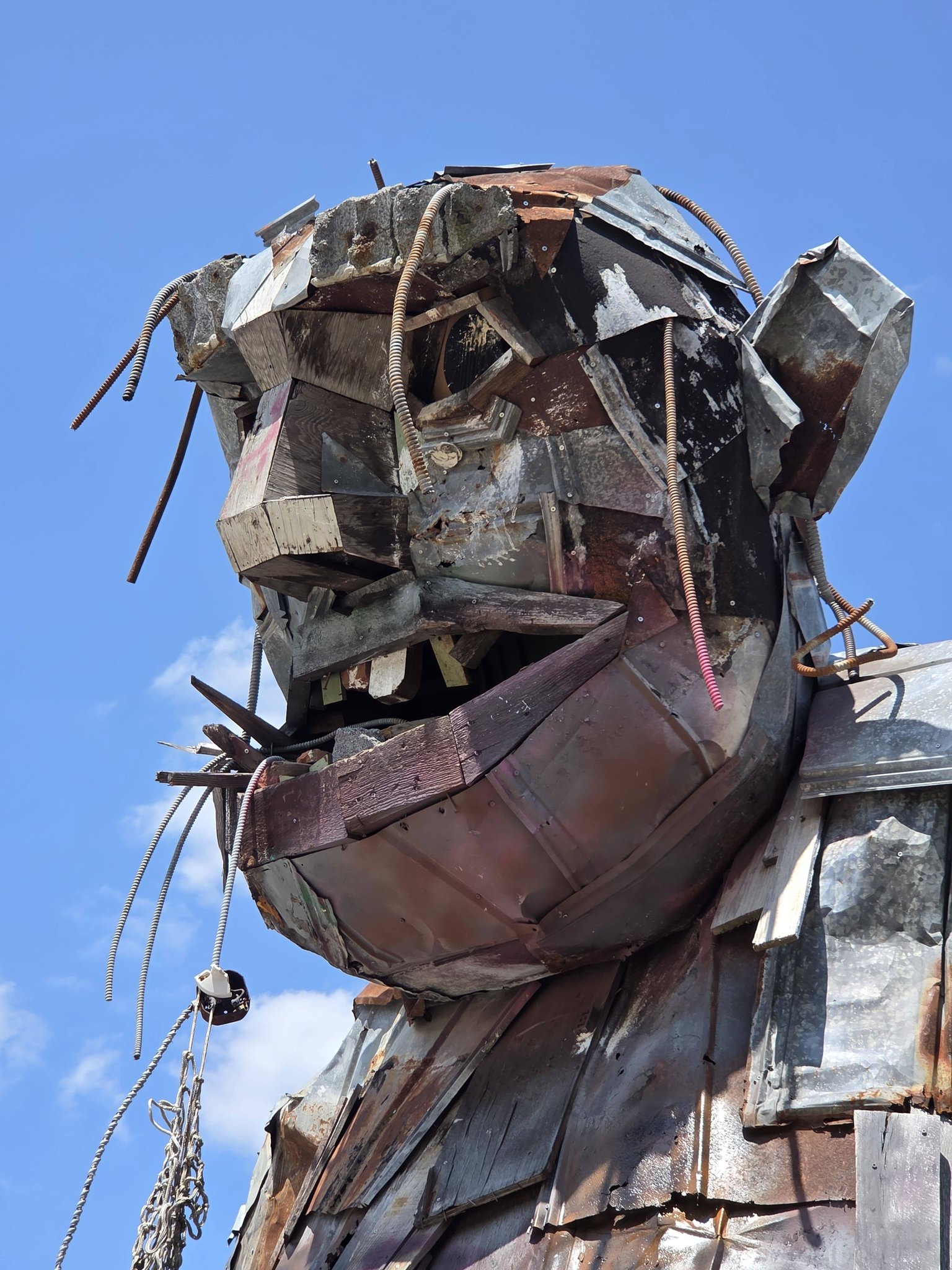 Big Rusty troll sculpture in abandoned Creek Turn Ceramic factory