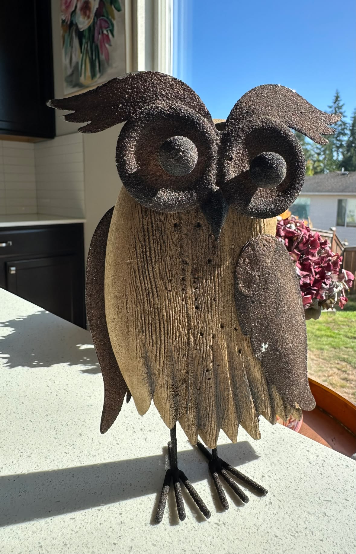 This Anna Lee Wizard Owl is about 5in tall,in shades of black