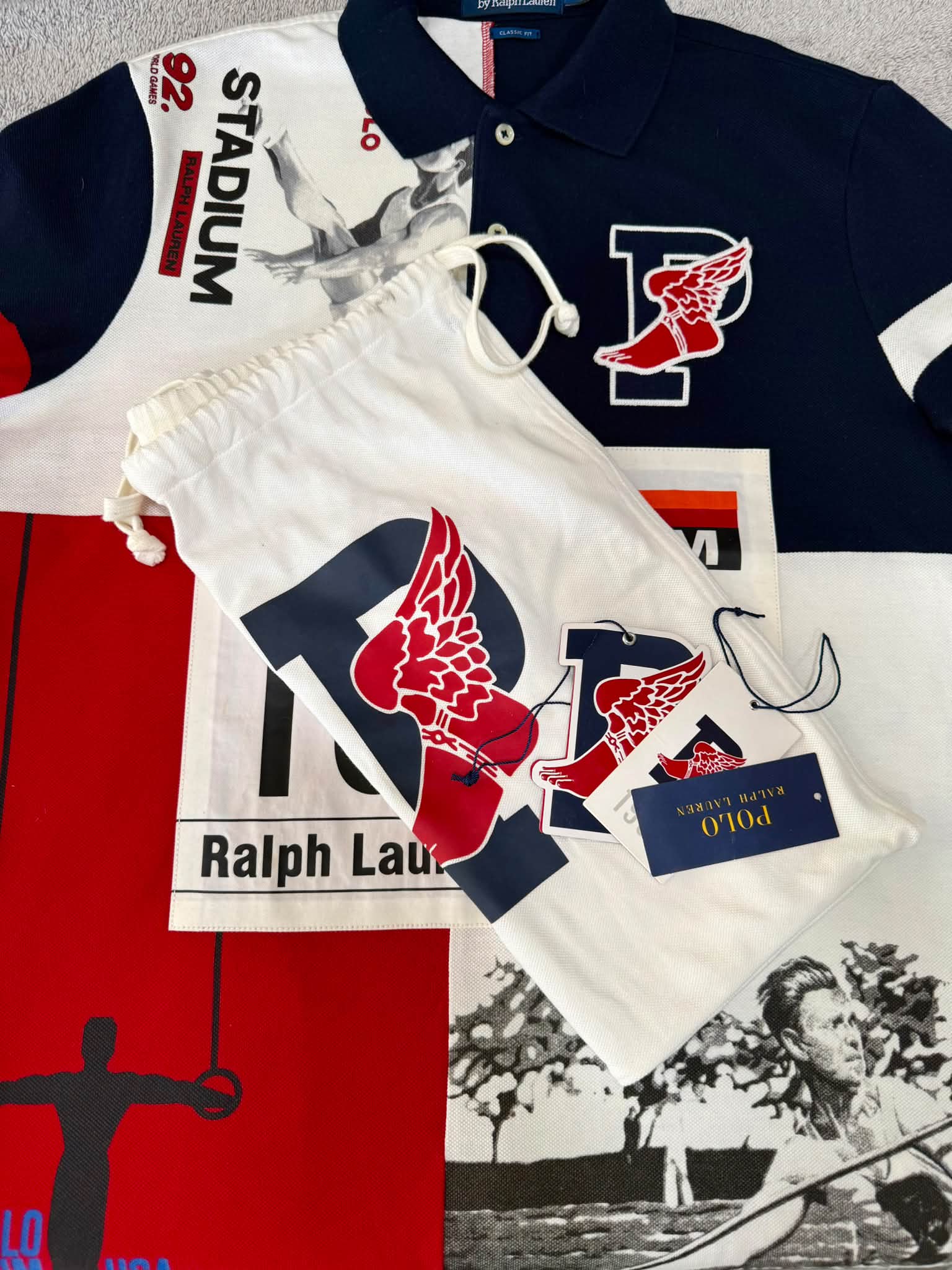 Rare 1992 Polo Ralph Lauren Stadium Polo Shirt for Sale - Medium Size