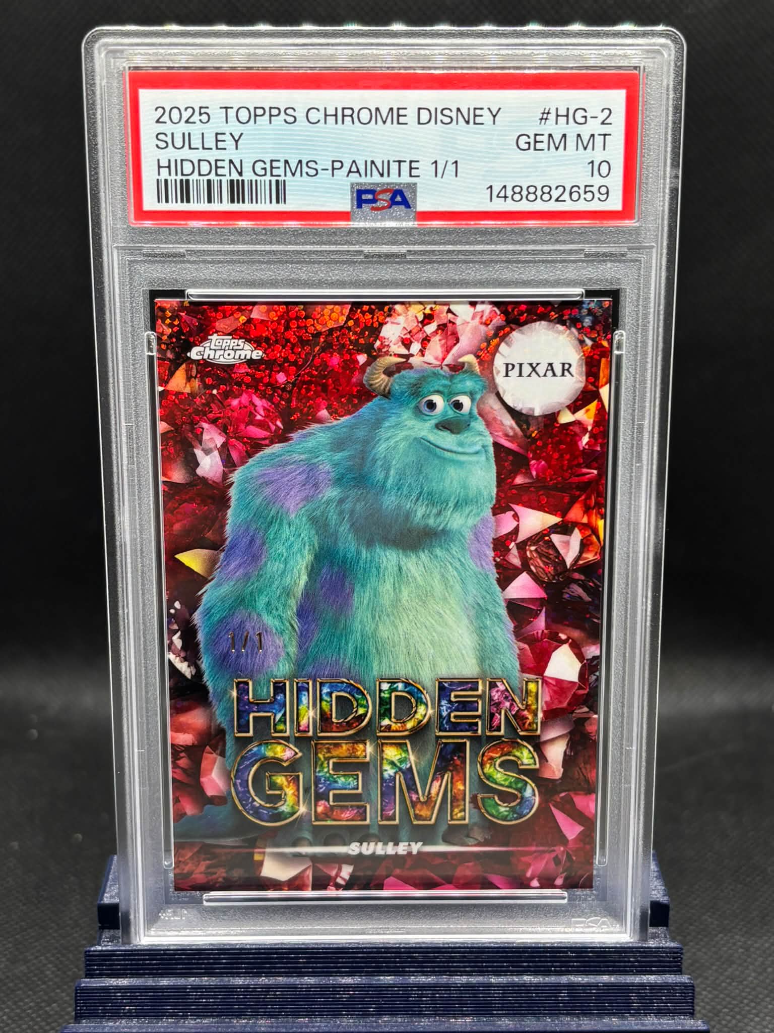 2025 Topps Chrome Disney Hidden Gems Sulley Painite 1/1 PSA 10