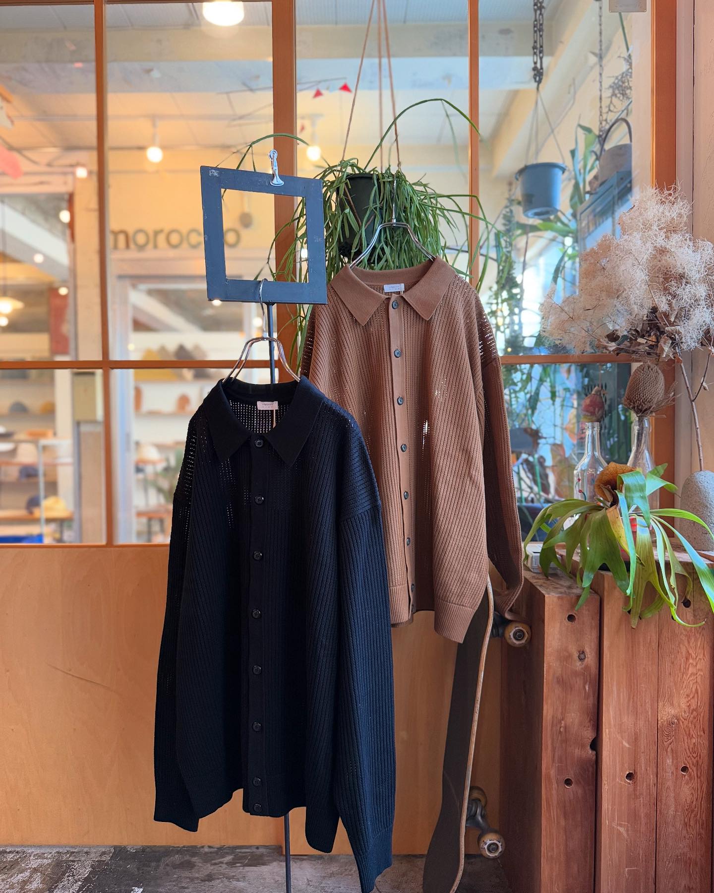 crepuscule stripe mesh knit shirt ストライプ状にメッシュにした 
