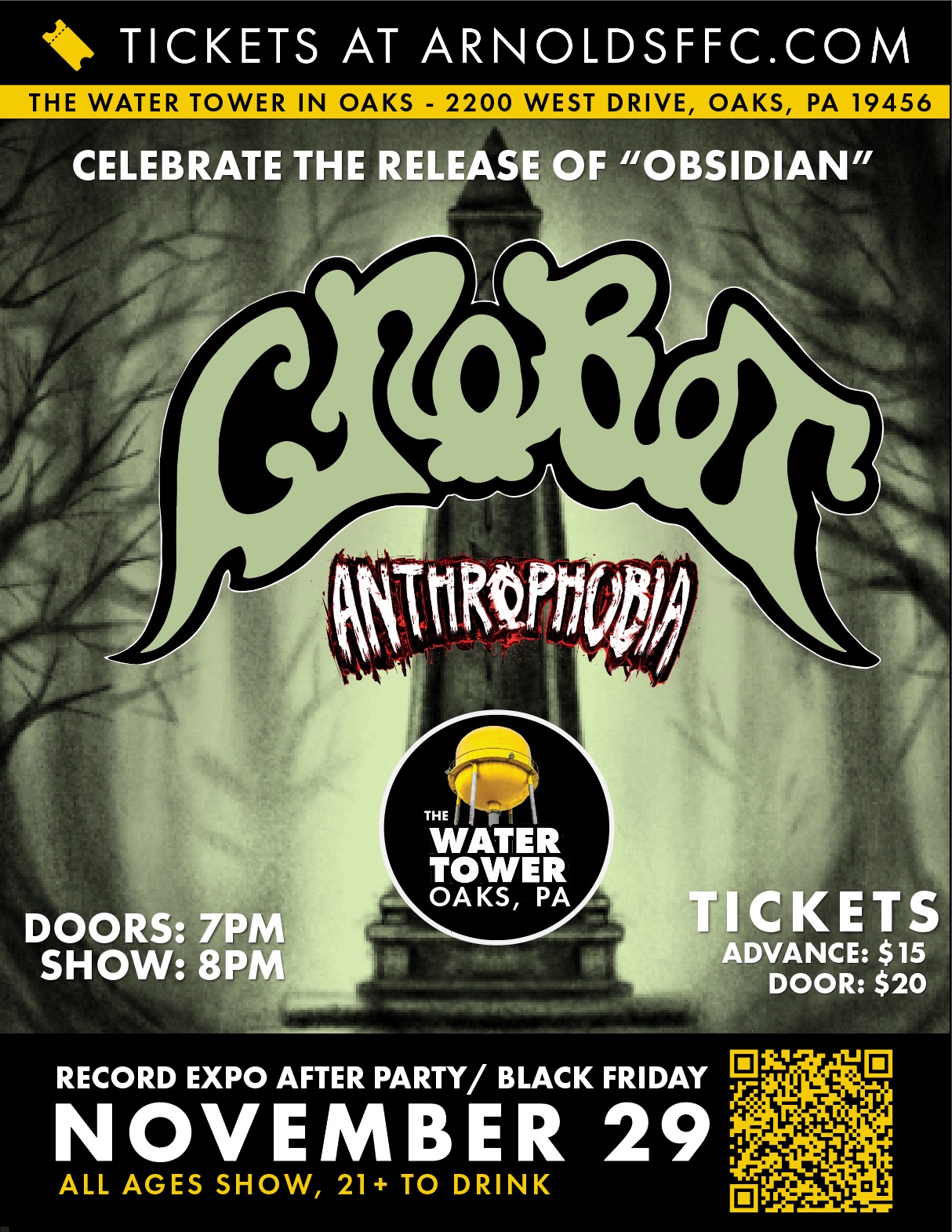 Crobot + Anthrophobia at The Water Tower. Oaks PA.