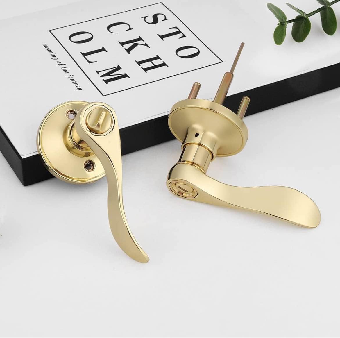 6 pack Gobrico Drop Bed and Bath Door Locks Privacy Levers Polished