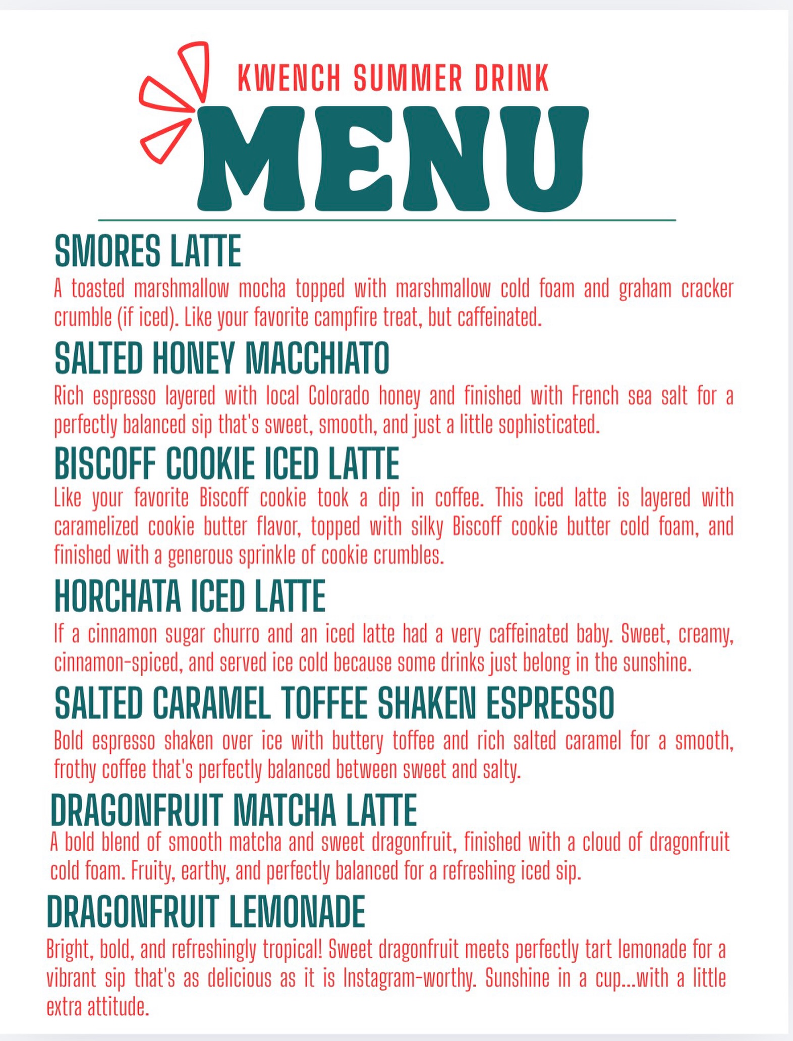 Kwench Coffee Shop in Aurora, Colorado offers unique summer drinks