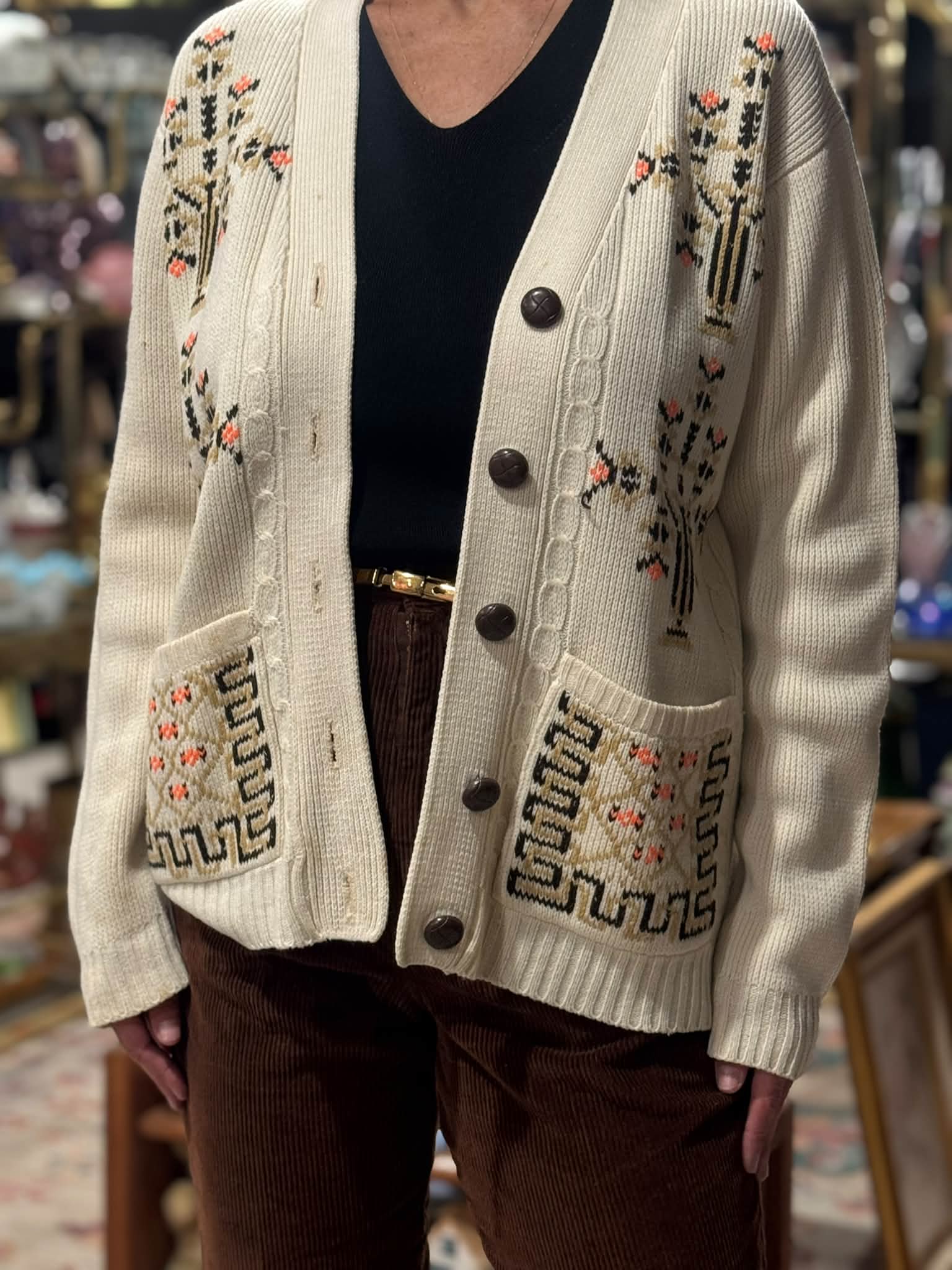 The COOLEST vintage embroidered cardigan 😍 1960s and SO WARM! $18